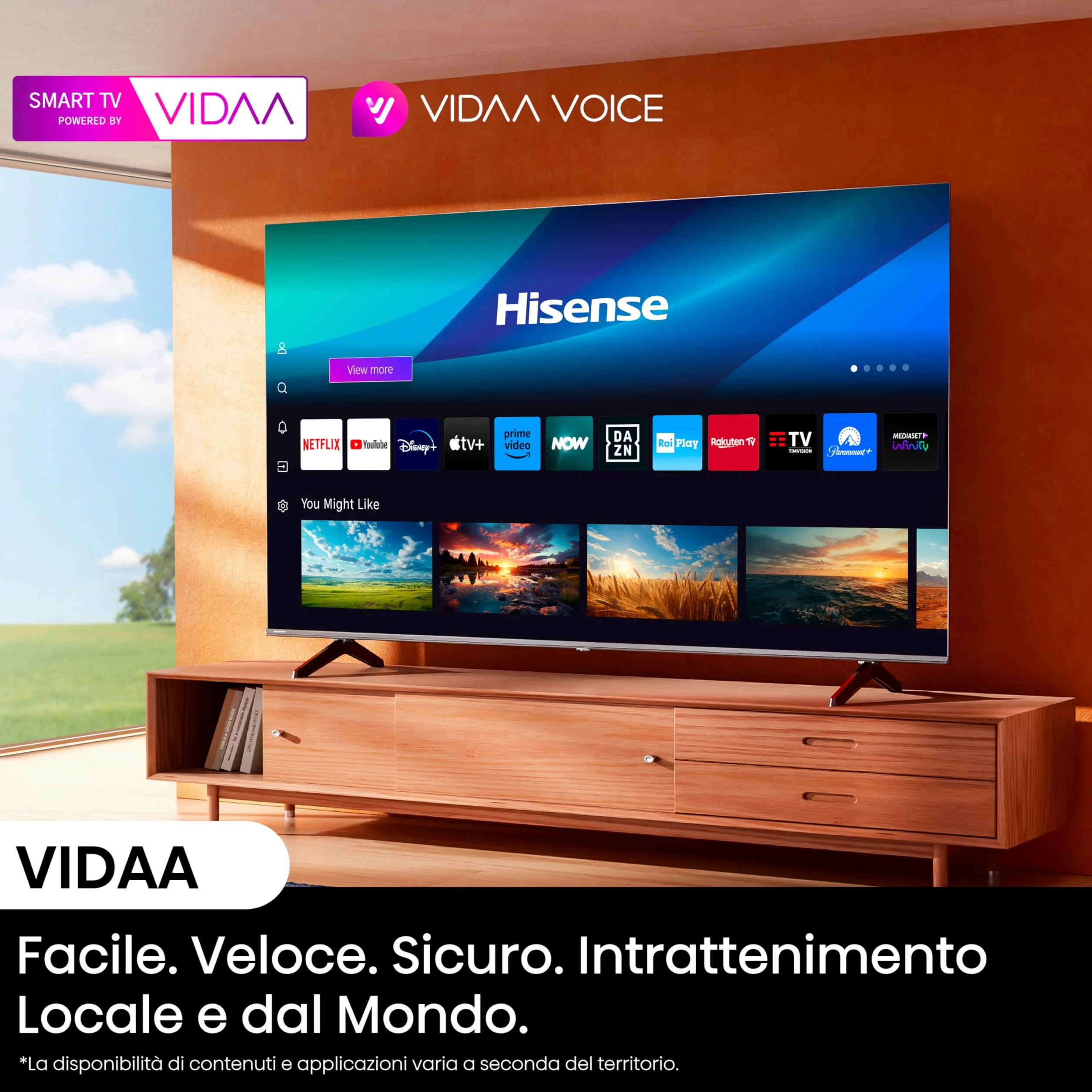 Hisense TV 55" 4K Ultra HD 55E63NT, Smart TV VIDAA U7, Dolby Vision, HDR 10+, DTS Virtual:X, Game Mode Plus, Alexa Built-in, VIDAA Voice, DVB-T2/S2 HEVC 10