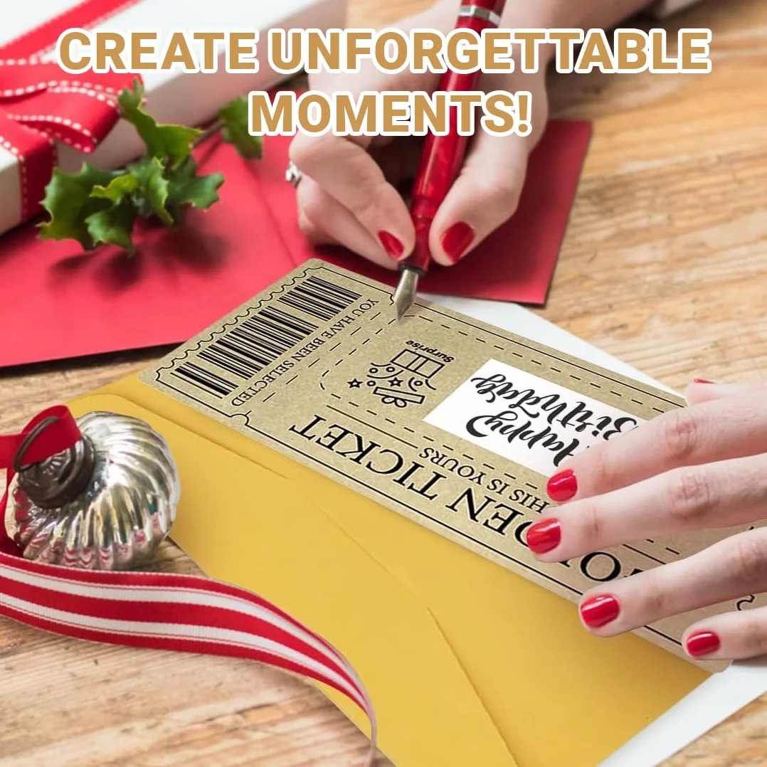 Biglietto d'Oro da Personalizzare 3 Pezzi con Etichetta Gratta e Vinci, Cartoline Regalo con Busta, Auguri Compleanno, Idee Regalo Originali per Donne (Dorato)