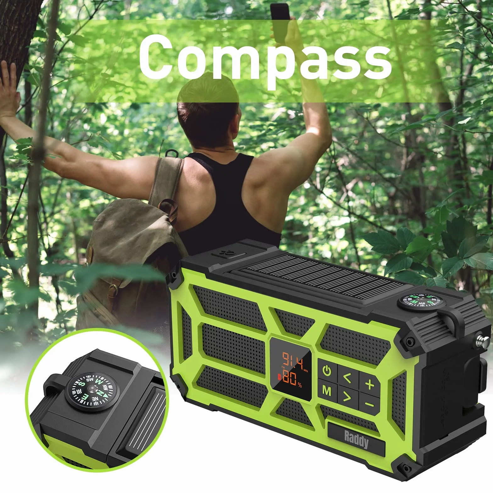 Raddy SW5 Radio Dinamo Impermeabile IPX5 AM/FM Portatile Emergenza Solare 5000mAh Powerbank