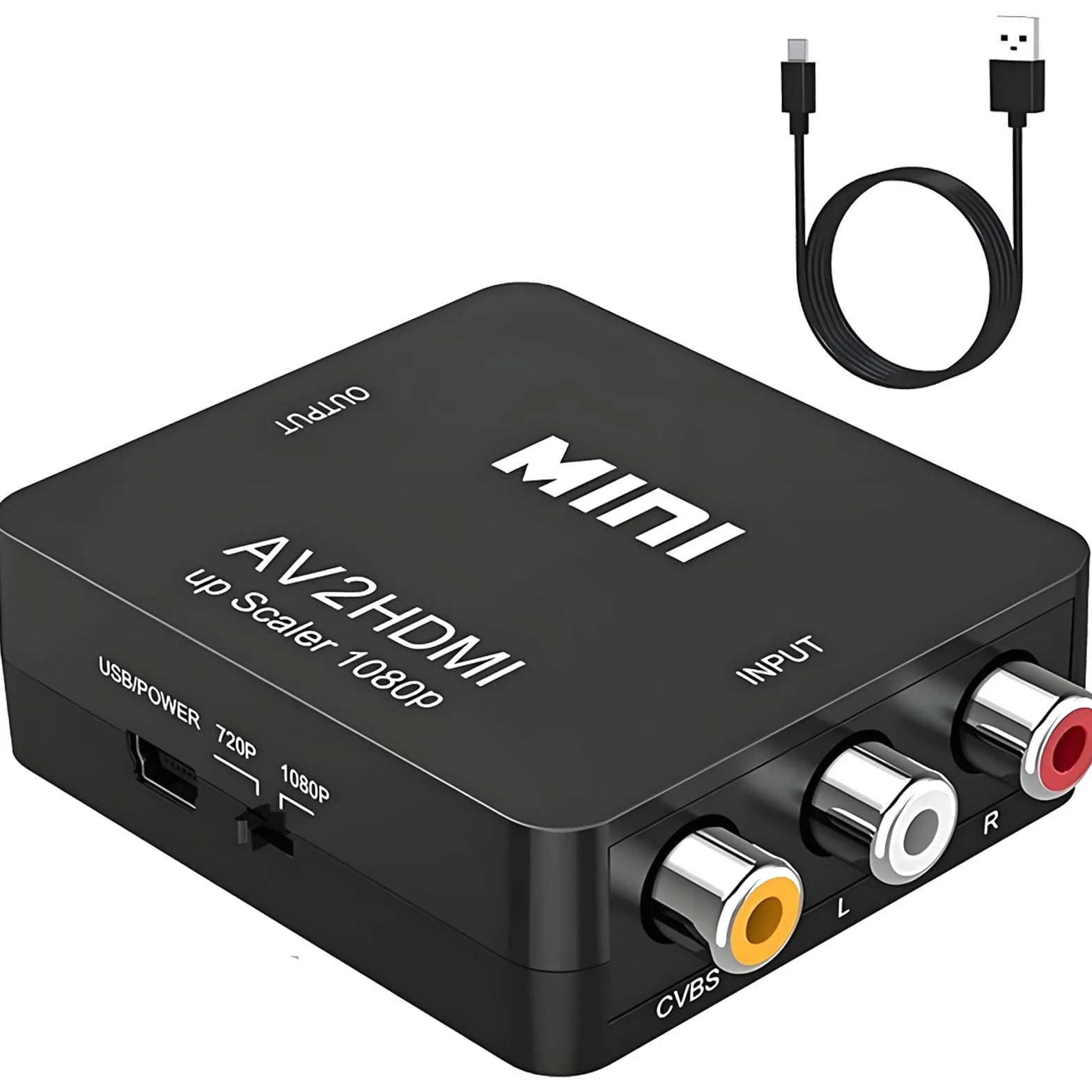 Convertitore Mini AV RCA CVBS a HDMI Video Audio Adattatore 720 1080P per Fotocamera Xbox 360 PS2 WII