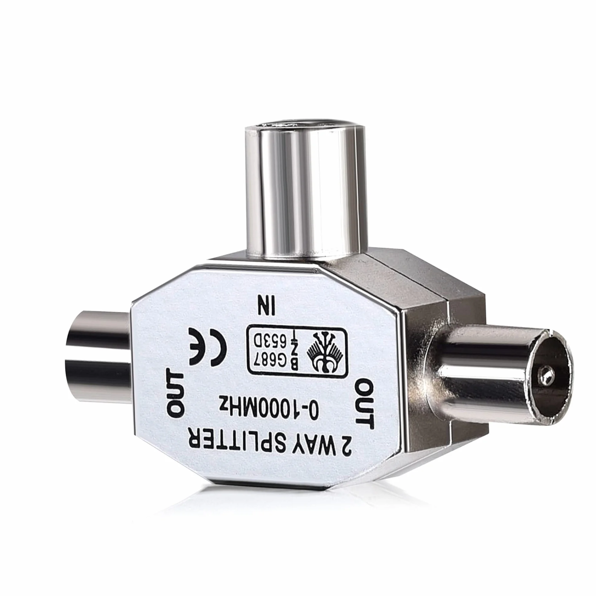 kwmobile rozdzielacz antenowy T Splitter 0-1000 MHz 2x gniazda koncentryczne DVB-T