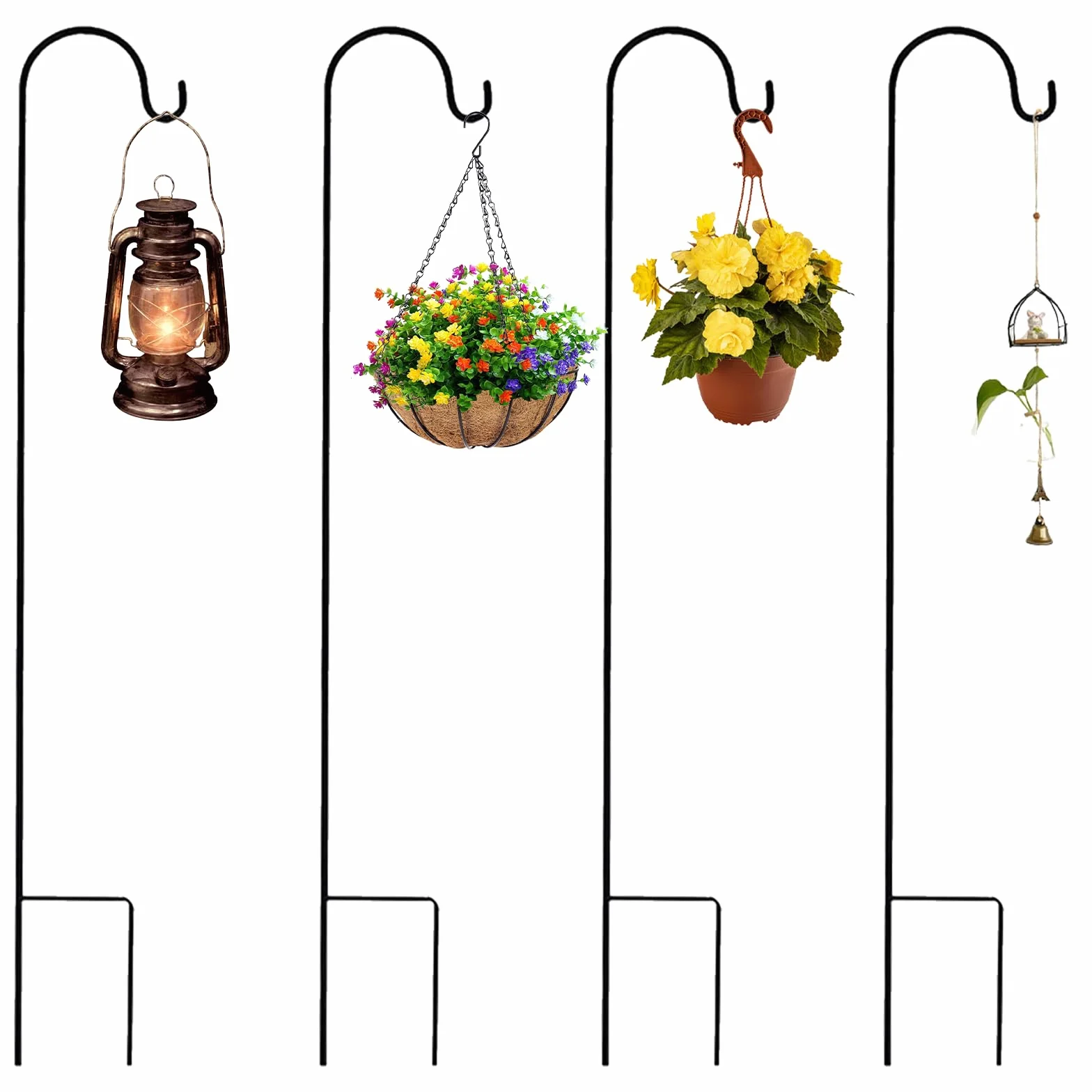 Ganci Da Pastore Regolabili 4 Pezzi 100cm Metallo Anti Ruggine Per Decorazione All'Aperto
