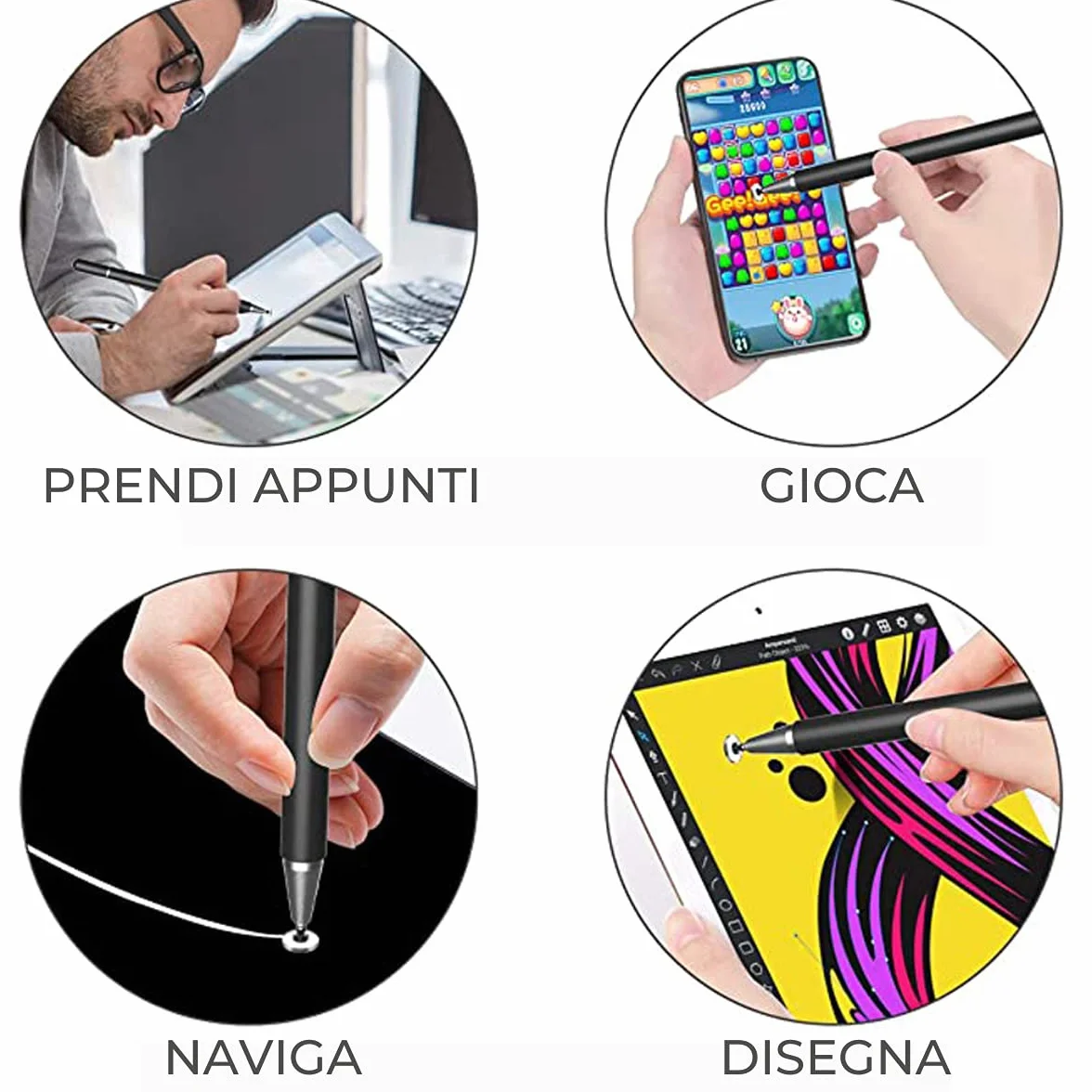 Penna per Tablet Universale Touch Screen Compatibile con Apple Pencil iPhone iPad Android