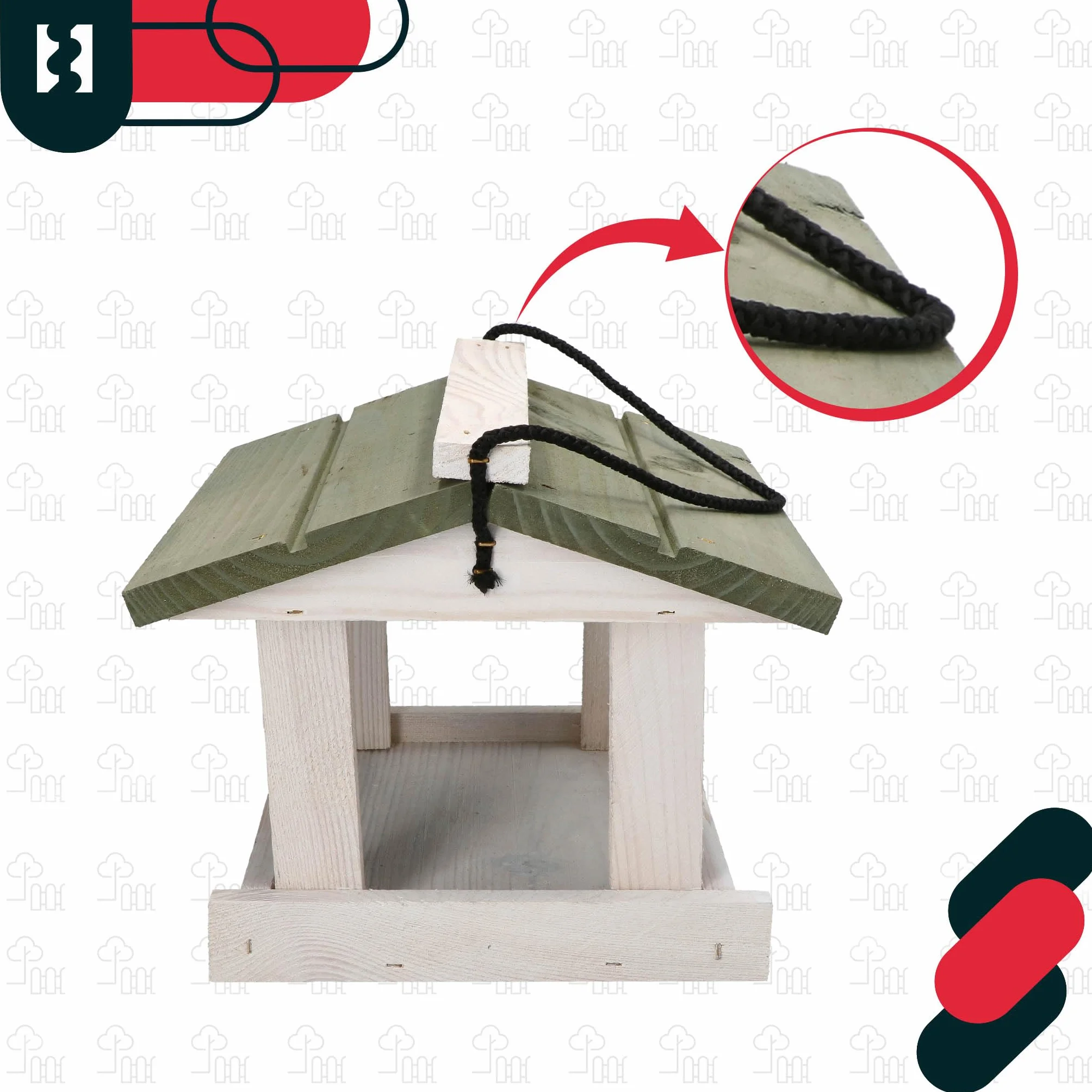 KOTARBAU Mangiatoia Uccelli da Esterno Legno 23.5x21x18 cm Bianco Grigio Casetta Uccellini Selvatici Decorazione Giardino