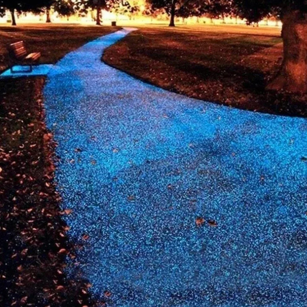 BVSPA Pietre fosforescenti al buio, ghiaia luminosa per giardino, pietre luminose di sabbia che si illuminano al buio, mini ciottoli per feste, casa, giardino, parco, decorazione stradale, pietra