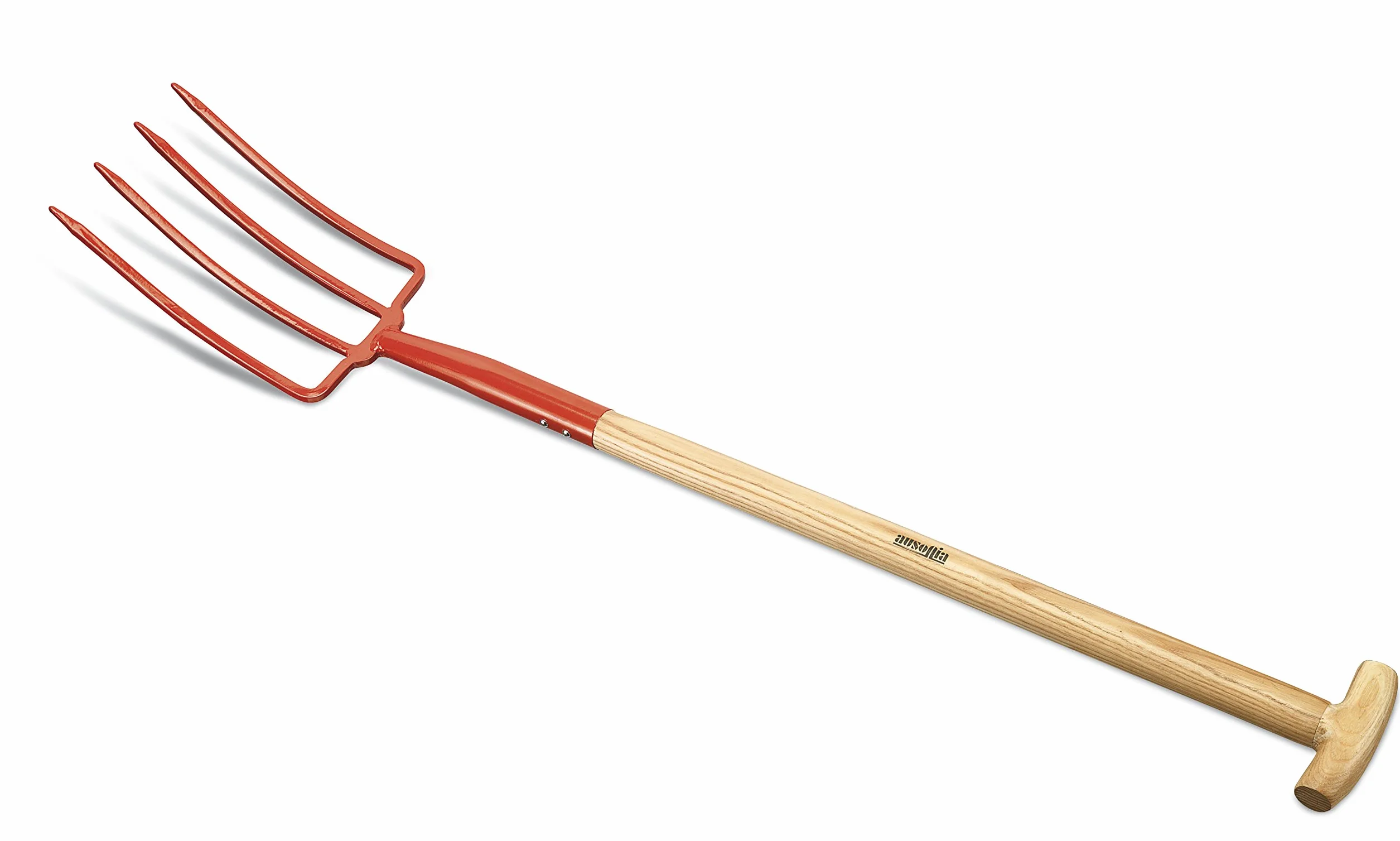 Ausonia - Forca per vangare 4 denti con manico legno a T Gr 1950 Cm 29x18