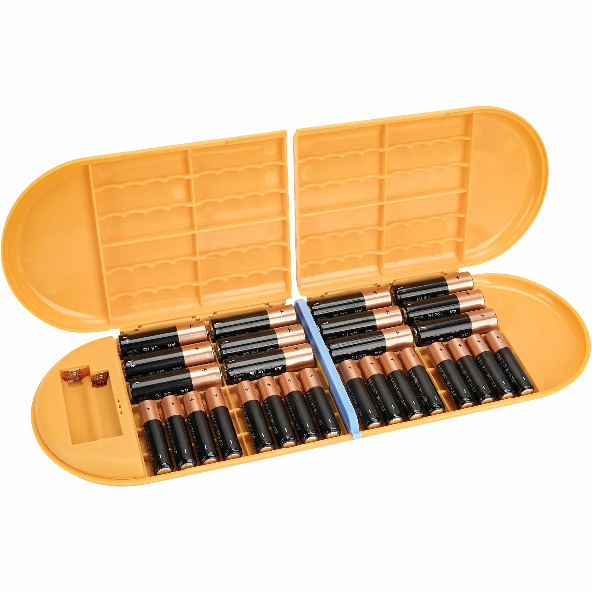 Linkidea Custodia per Batterie con Tester, Organizer Portatile per 12 Batterie AA/AAA, Scatola di Conservazione (Arancione)