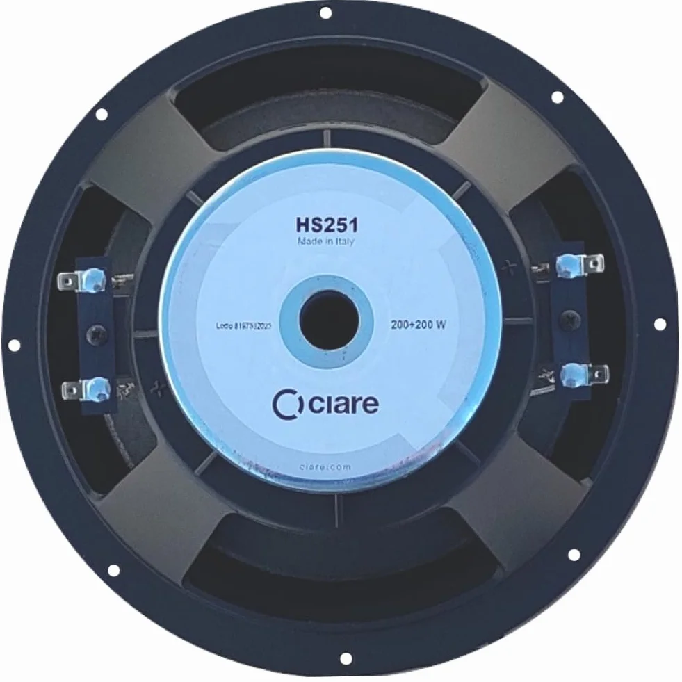 HS251 Subwoofer 25 cm 10" 250 mm 200+200 Watt Max Doppia Bobina 8+8 Ohm 89 dB Gomma