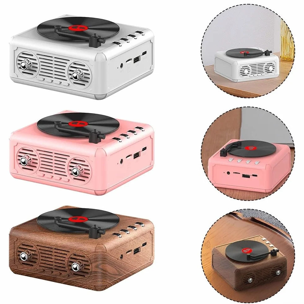 Przenośny odtwarzacz CD Bluetooth z głośnikiem na TF USB różowy