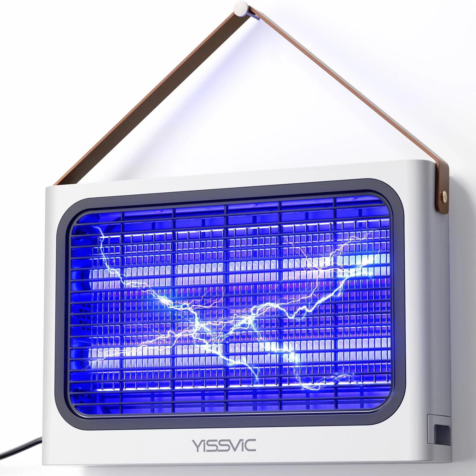 YISSVIC Lampada Antizanzare 4300V Zanzariera Elettrica 20W UV, con 2 Lampadine di Ricambio, Cassetto Estraibile, Manico in Pelle PU, Sicuro per Uomini e Animali, Uso Interno, Cavo 1.8m