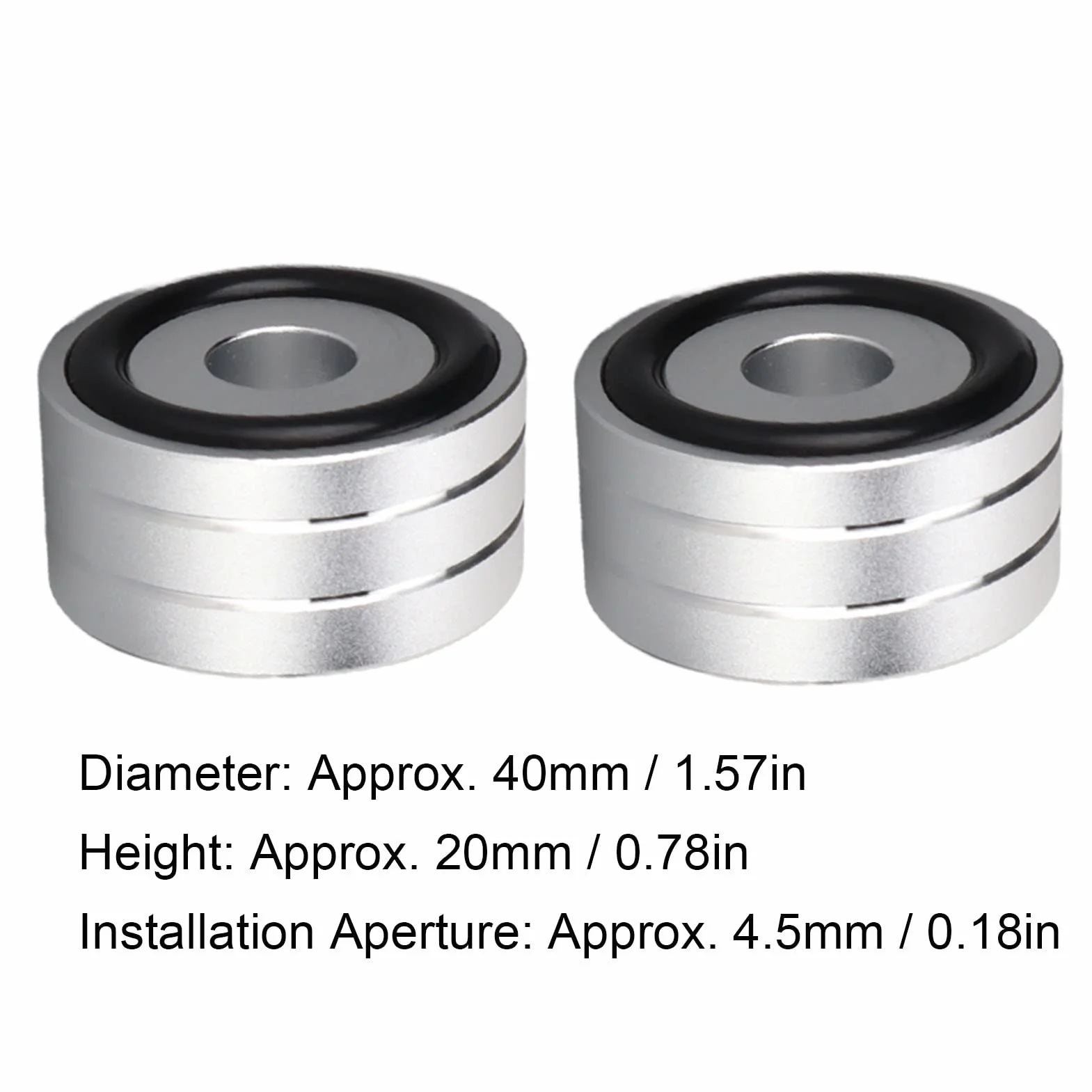 Piedini Isolamento Altoparlanti 4 Pezzi 40x20mm Alluminio Antiscivolo HiFi Argento