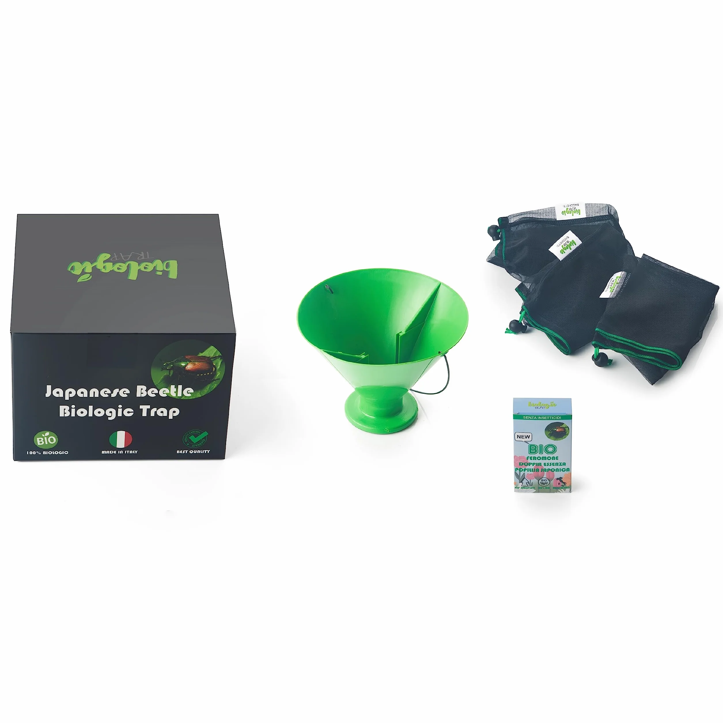 BIOLOGIC TRAP | 1 Trappola Popillia Japonica BASIC, 1 Ricarica di Super Bio Feromone e 3 Sacchetti di Raccolta