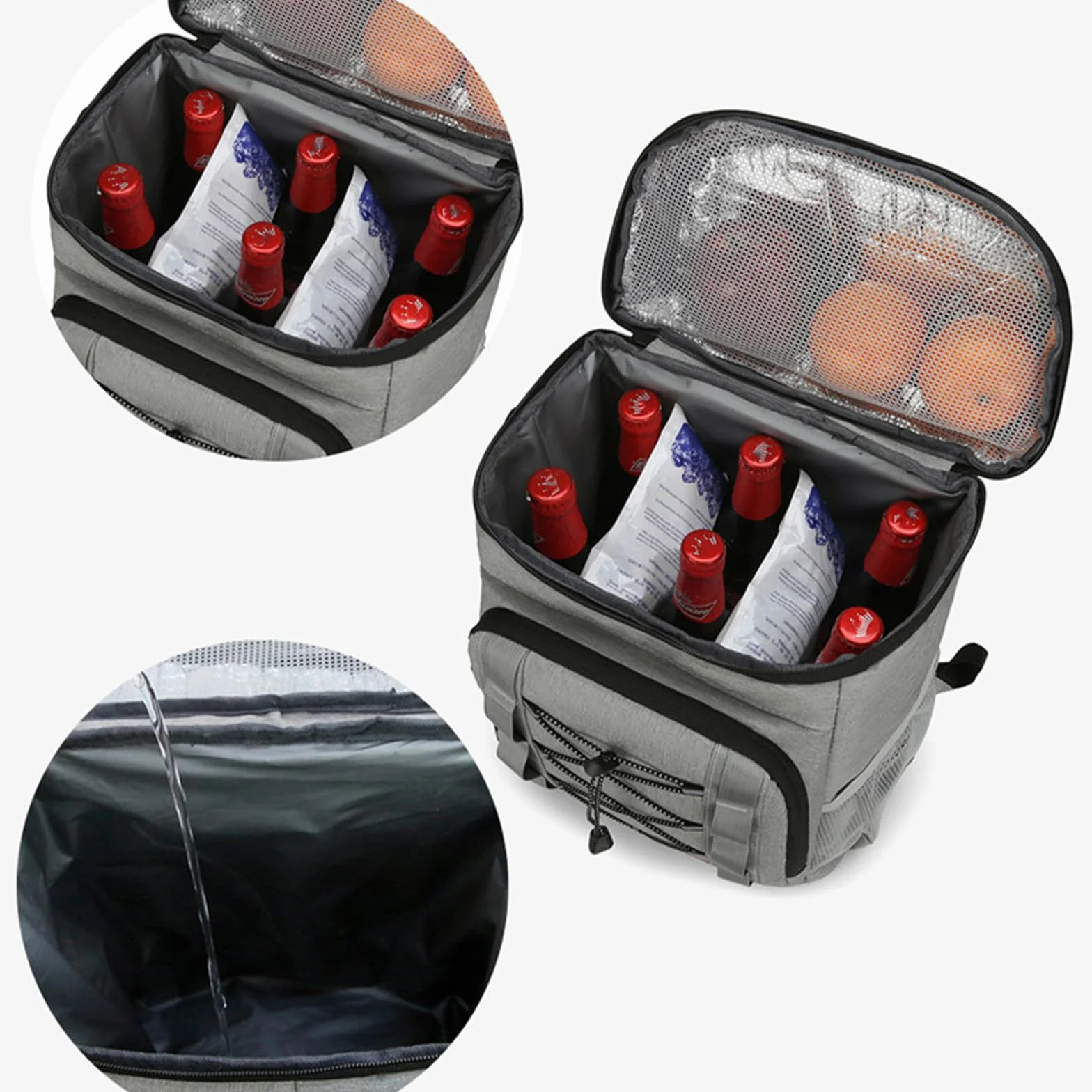 Zaino termico termico da 30 l, grande capacità, per picnic, picnic, spiaggia, campeggio, colore nero
