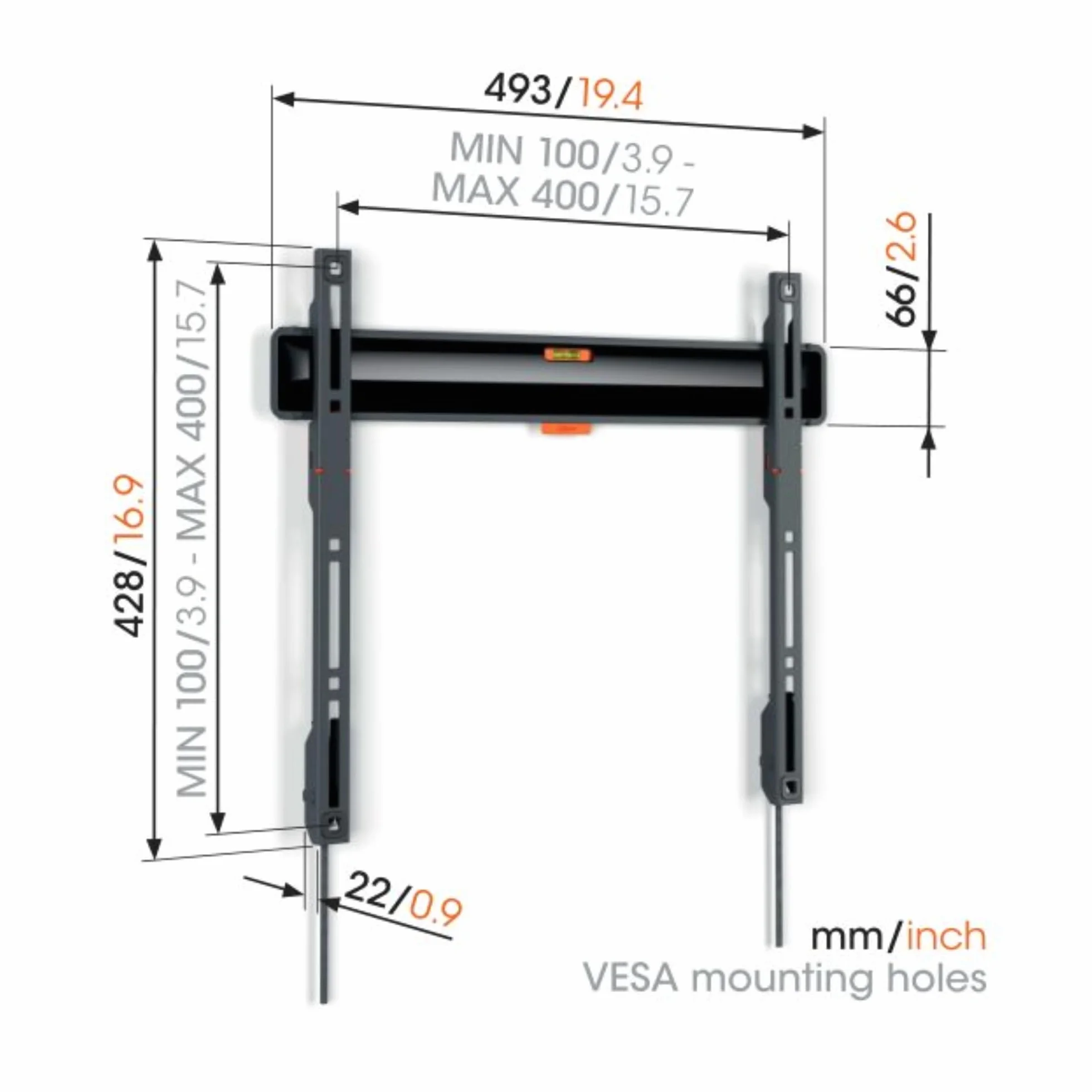Vogel's TVM 3405 Supporto da parete piatto per TV 32-77 pollici 50 kg VESA 400x400