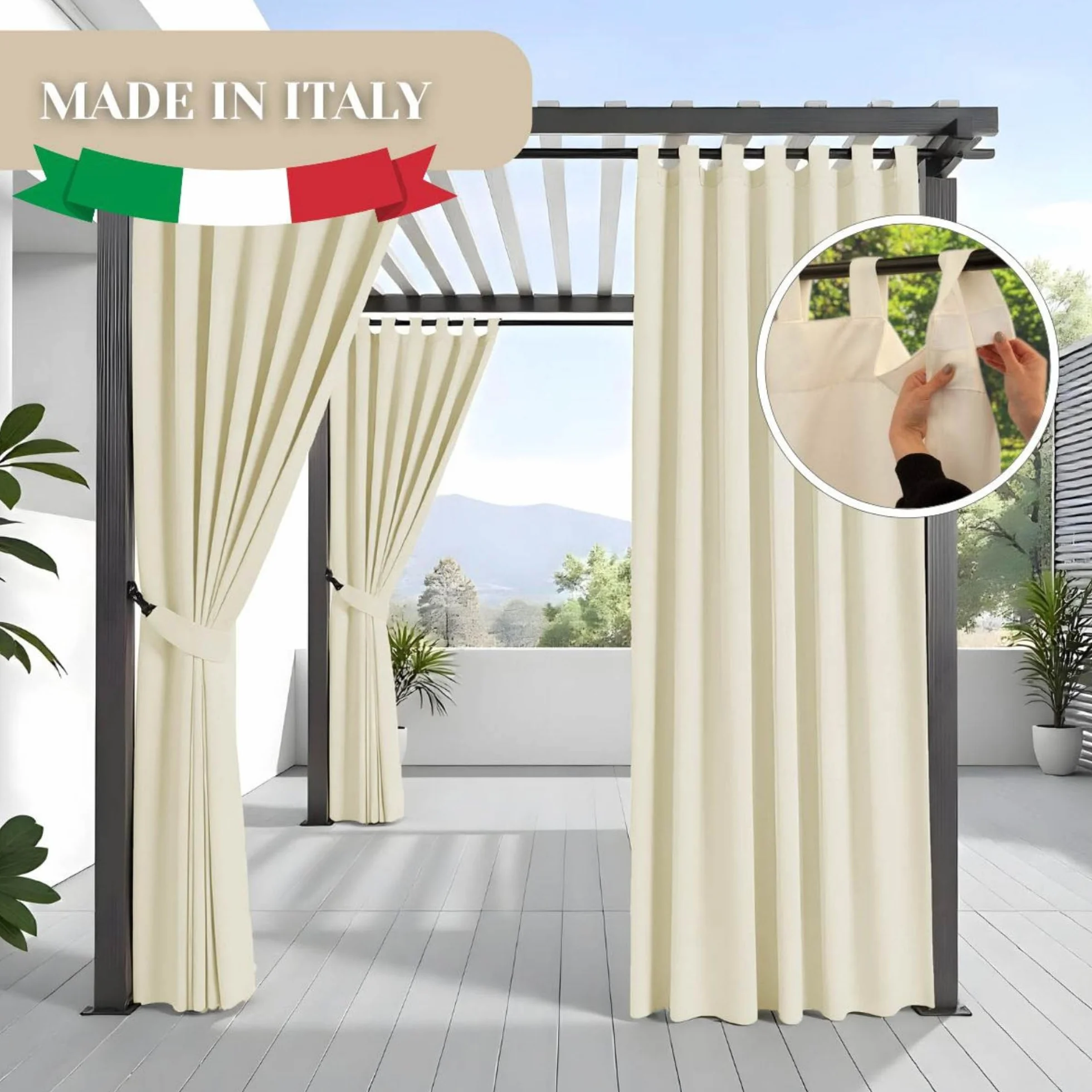 Morbidissimi Tenda Gazebo Idrorepellente e Resistente, Tenda Da Esterno 200x240 cm per Gazebo, Dotata di Passanti con Chiusura a Strappo, 100% Made in Italy - Panna