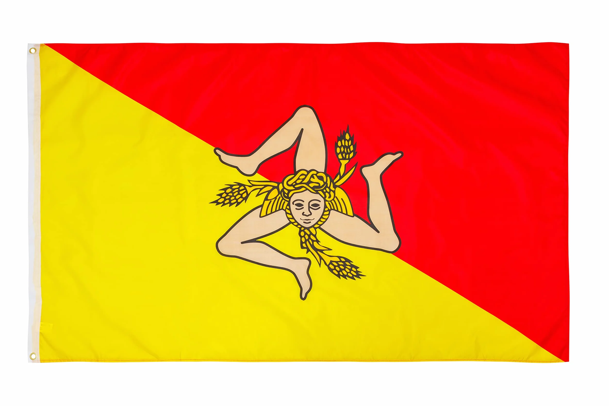 PHENO FLAGS Bandiera della Sicilia 90x150 cm - Siciliana con Occhielli in Ottone - Resistente alle Intemperie - 100% Poliestere