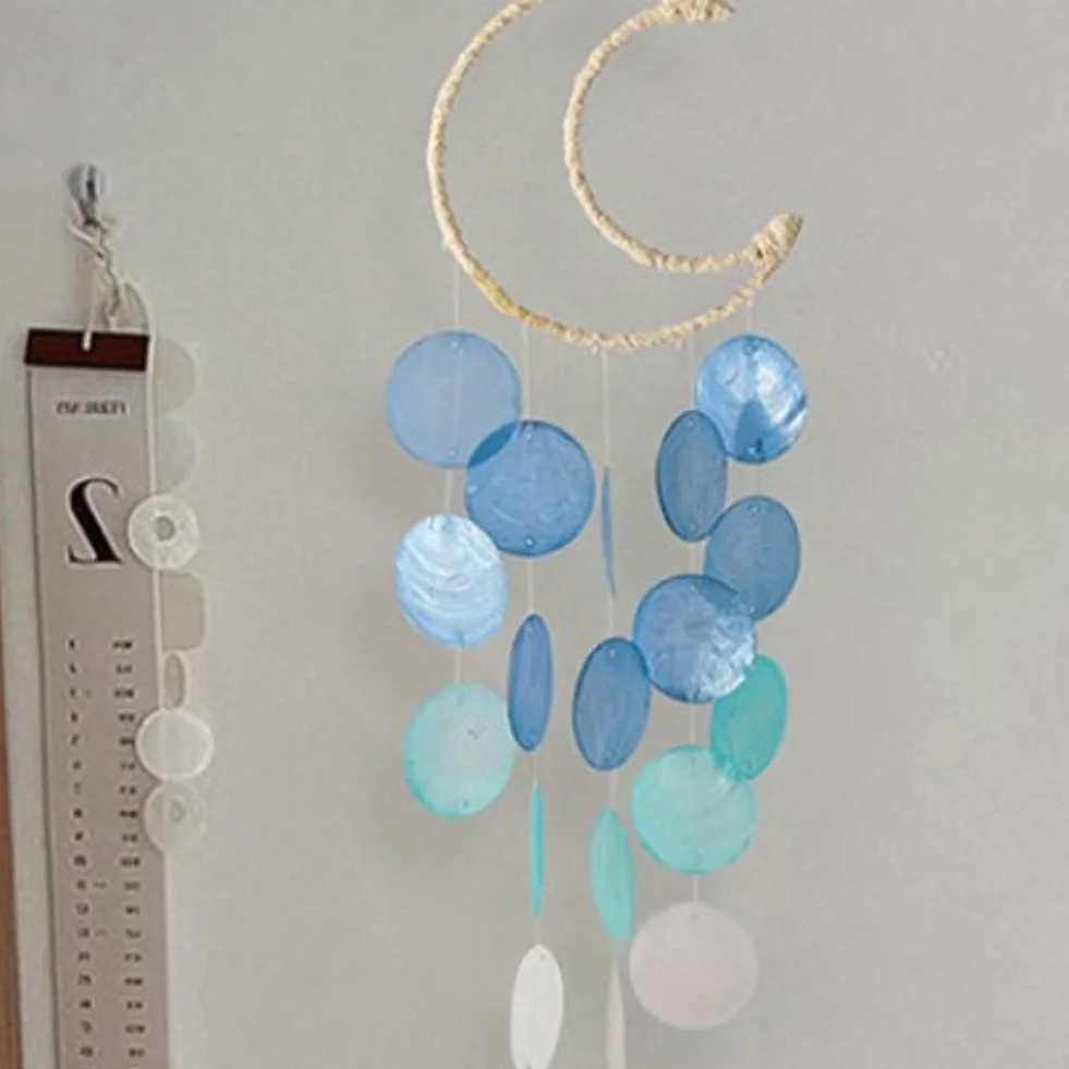 Campanelli a vento a forma di conchiglia, 1 confezione con materiale naturale, progettato per decorazione da appendere in giardino e interni, producendo effetti sonori delicati e calmanti (B)