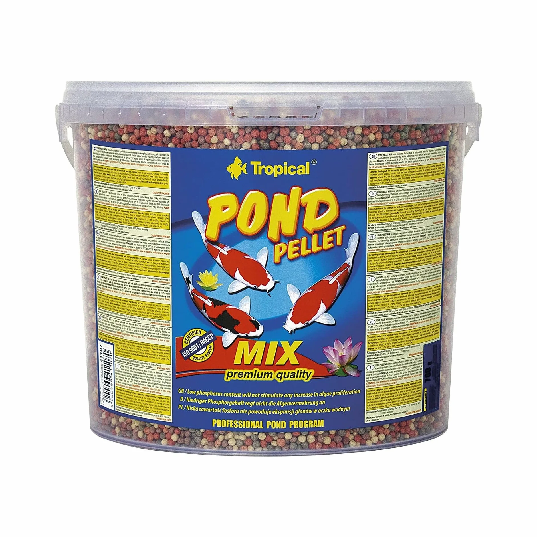 Pond Pellet Mix 5L / 700g - Mangime Completo sotto Forma di granuli galleggianti, per Koi, per l'alimentazione Quotidiana dei Pesci da laghetto.