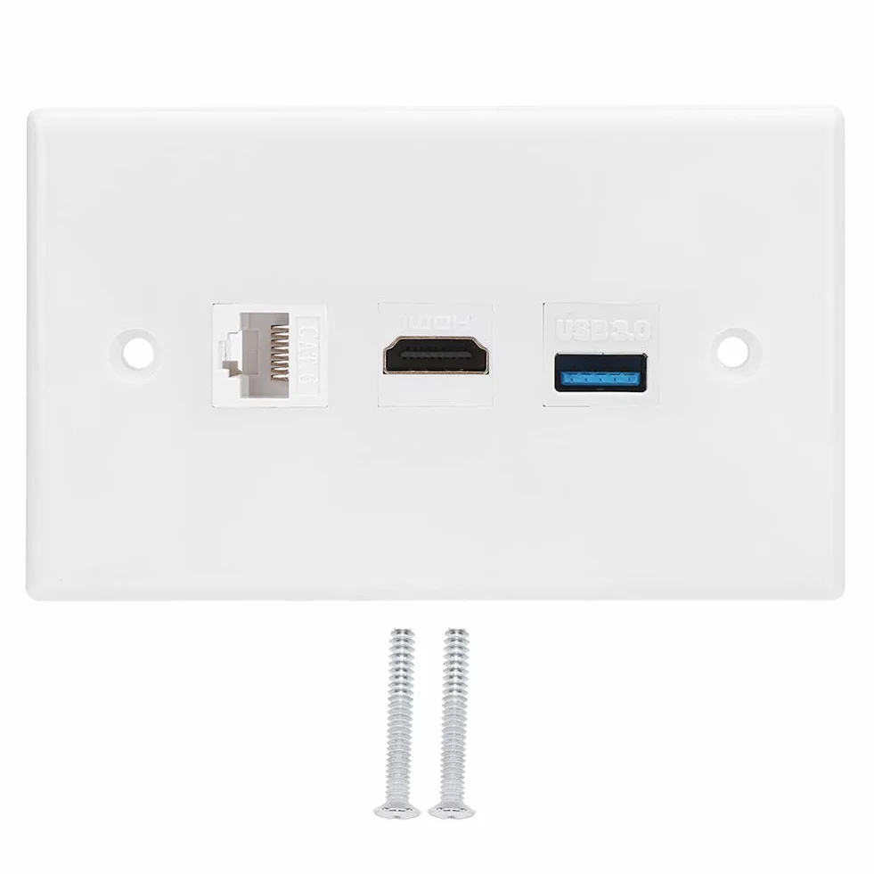 Piastra a muro Ethernet Cat6 HDMI USB 3.0 Pannello portatile multiplo