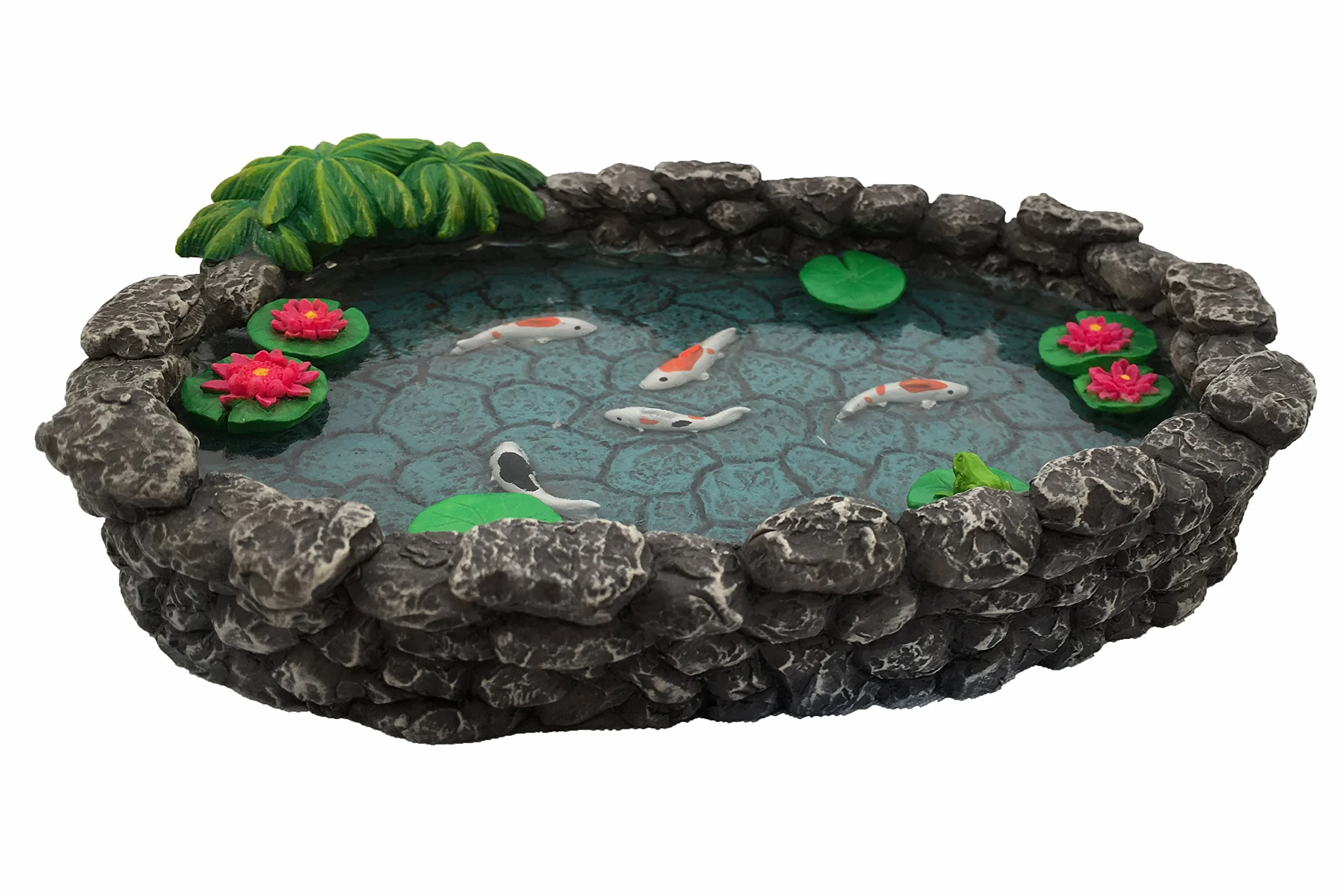 Laghetto in miniatura con carpe Koi, per giardino delle fate in miniatura. Un laghetto con accessori in miniatura per giardino delle fate in miniatura, di Glitzglam