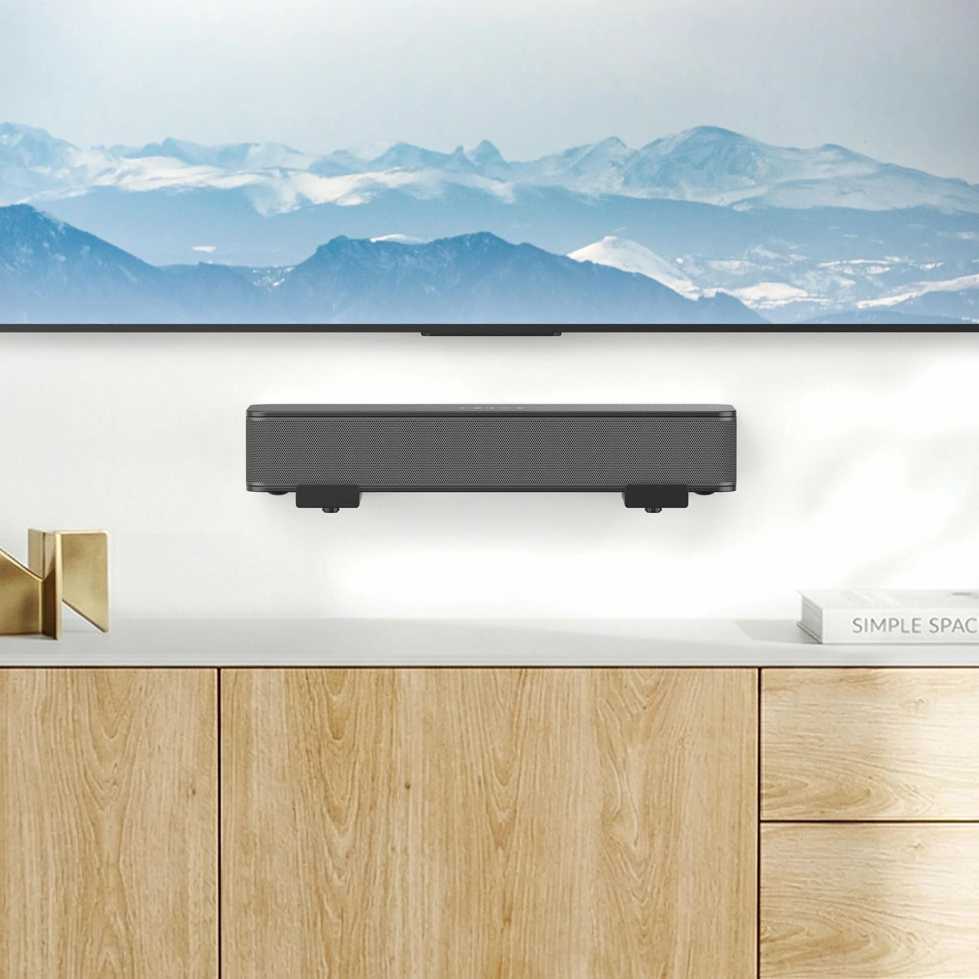 Supporto da parete per soundbar PlusAcc, portata 15 kg, profondità regolabile 10-17 cm, Nero