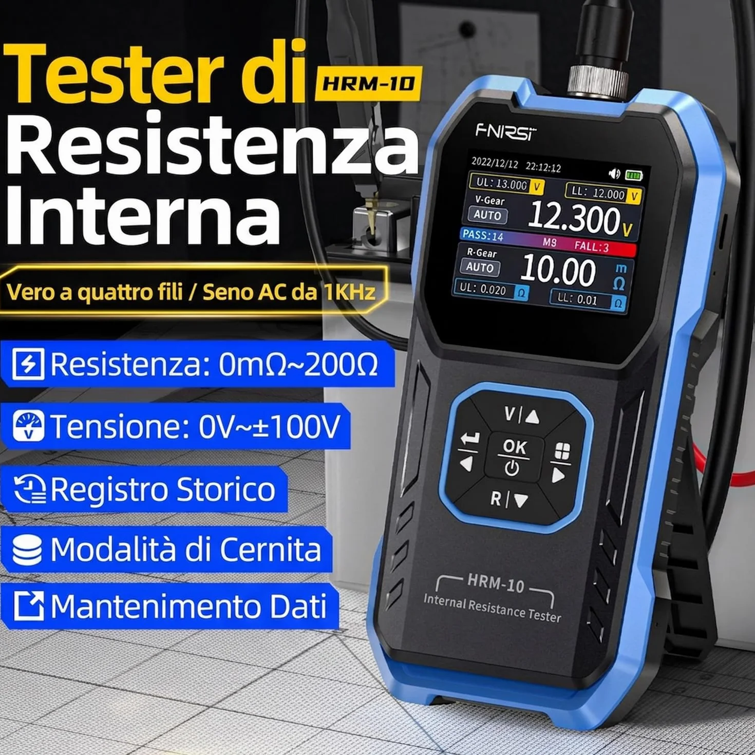 Tester di resistenza interna batteria 100V 200Ω HRM-10 tester digitale tensione batteria Li Lab Zine Bcb
