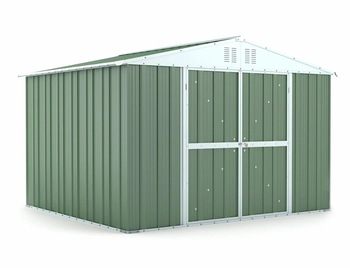 Box in Acciaio Zincato Casetta da Giardino in Lamiera 3.27 x 2.69 m x h2.17 m - 132 KG – 8,80 metri quadri (Verde)