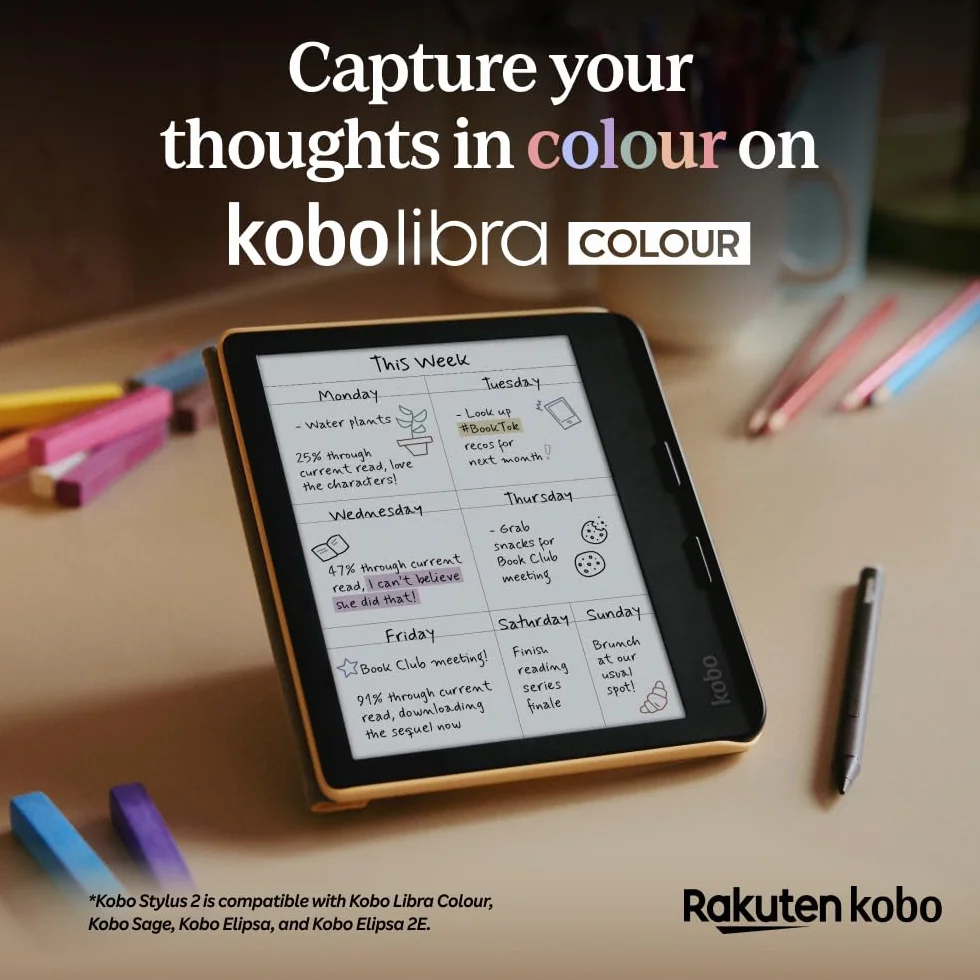 Kobo Stylus 2 USB-C Ricaricabile Compatibile con eReader Libra Colour Sage Elipsa 2E Nero