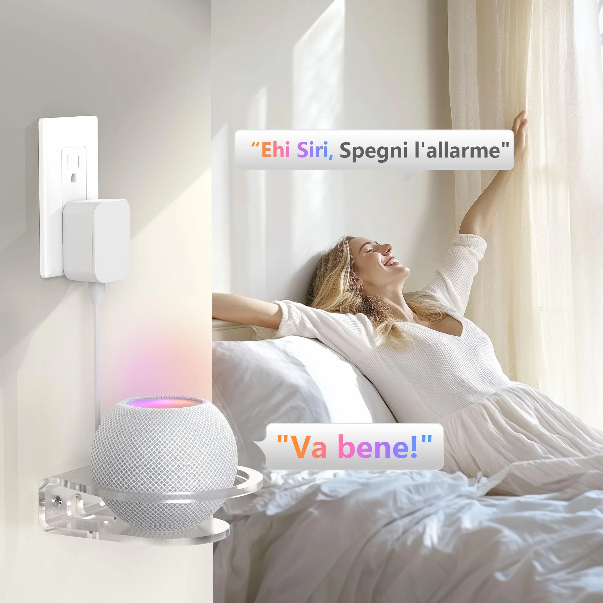 HomeMount Supporto da Parete per Dot 4ª/5ª Gen, Dot Max e HomePod Mini, Staffa Altoparlante in Acrilico Trasparente
