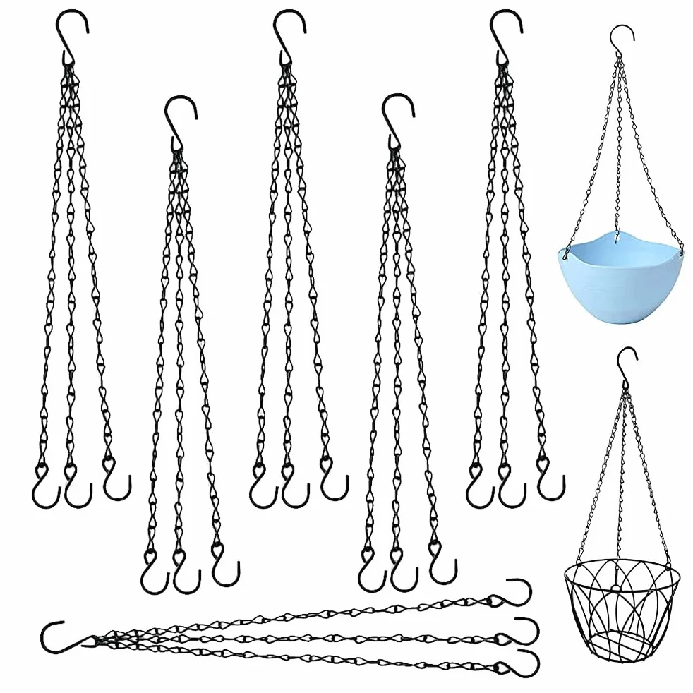 Metallo Catena Sospesa,6 Pezzi Catena per Appendere Il Cesto di Fioriere Catena a Cesto Appesa,Catena a Cesto Appesa Pianta Catena Vaso Catene in Metallo Set Clip e Ganci