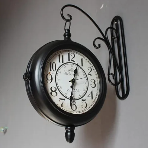 Orologio da Parete Stazione, Orologio da Parete Bifacciale da 30 Cm, Orologio da Parete Bifacciale da Giardino per Interni Ed Esterni Orologio da Stazione Ferroviaria Vintage Aspetto Antico