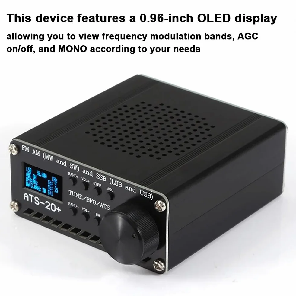 Eacam Ricevitore Radio Display OLED 0,96 Pollici 22 Radiobandi Amatoriali Commerciali Ricarica USB