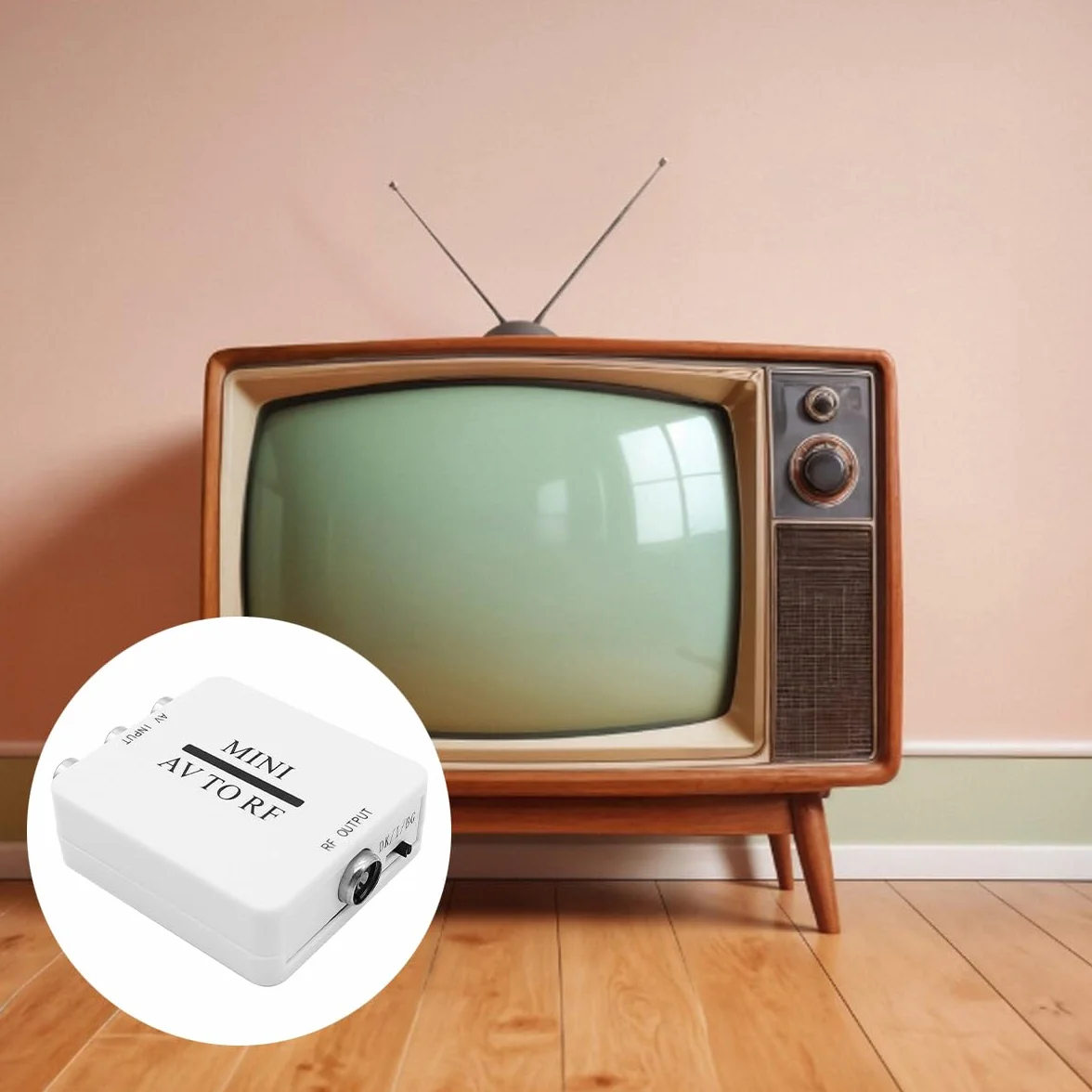 Convertidor Modulador AV a RF Bidireccional RCA Compuesto Adaptador AV2 PAL NTSC SECAM