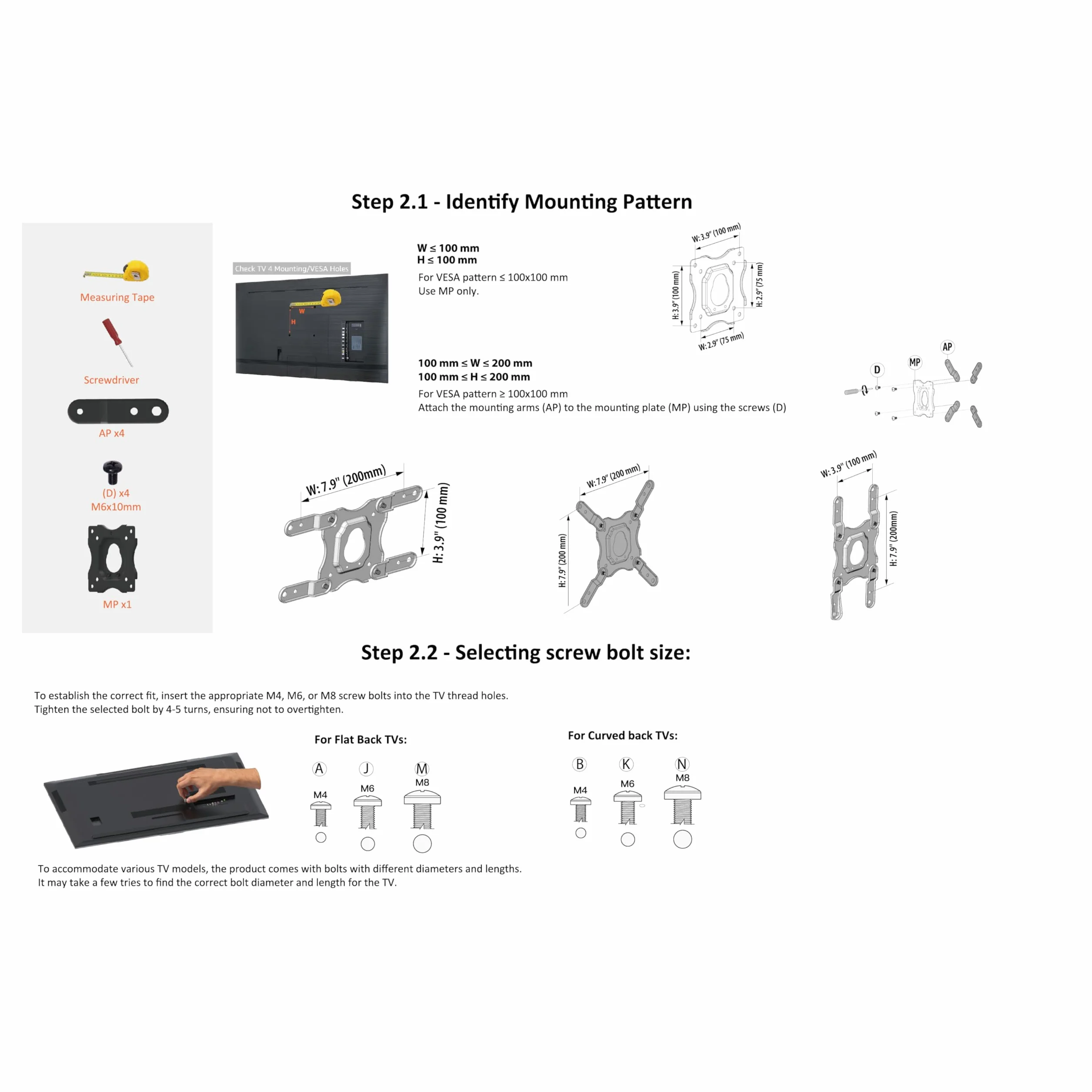 Amazon Basics Supporto da Parete per TV Orientabile Girevole Inclinabile 12-40" 36 Kg VESA 200mm x 200mm Nero