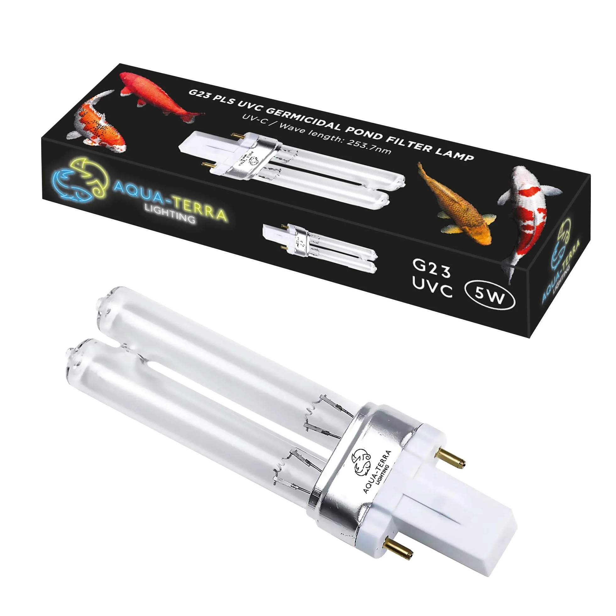 Lampadina filtrante per laghetto da 5 W, lampadine UVC ultraviolette per filtri e chiarificatori, base germicida G23 2 pin PLS per sostituire lampadine UV nei filtri per laghetto