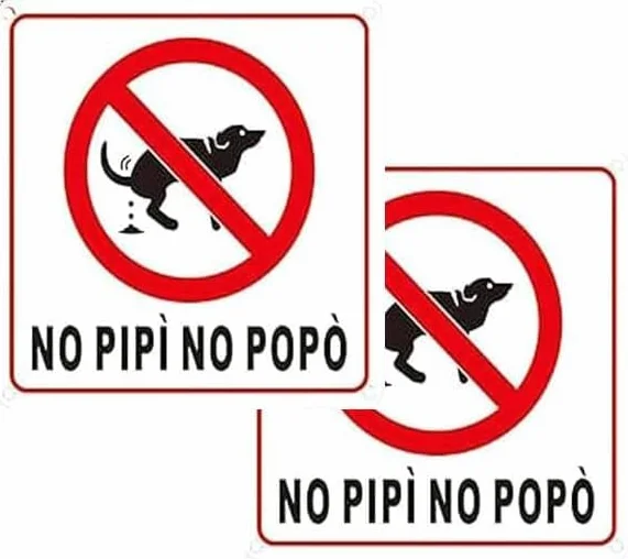 MEISO 2 Pezzi Cartello No Cacca e Pipì per Cani, 15 x 15 cm Cartelli di Divieto di Pipi per Cani, Adesivo Realizzato in PVC, Segnale per Prato Parco Giardini, Parchi, Aree Giochi e Ingressi