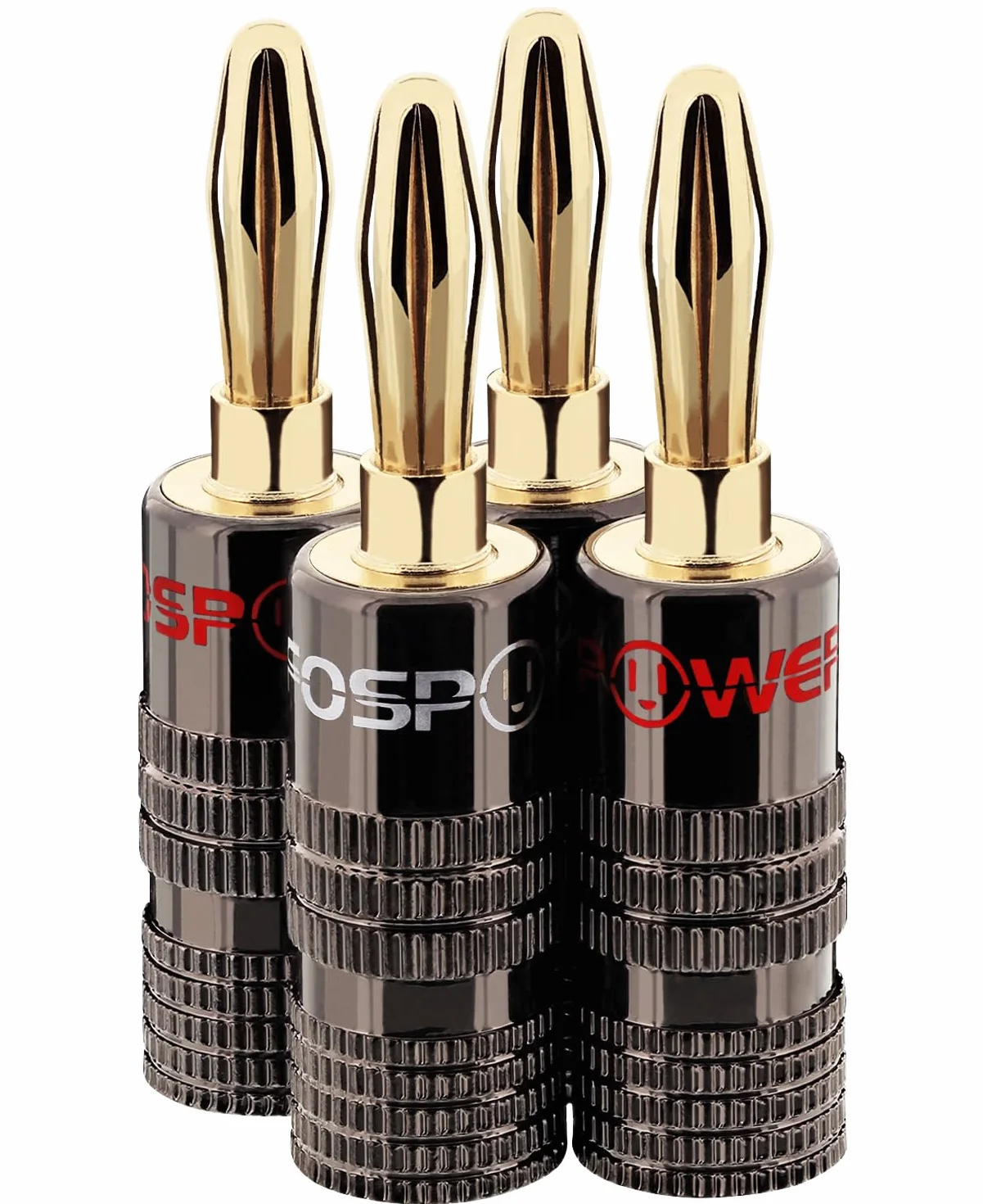 FosPower 4 Connettori a Banana 24K Gold Plated Doppio Viti per Altoparlanti Jack Cavo