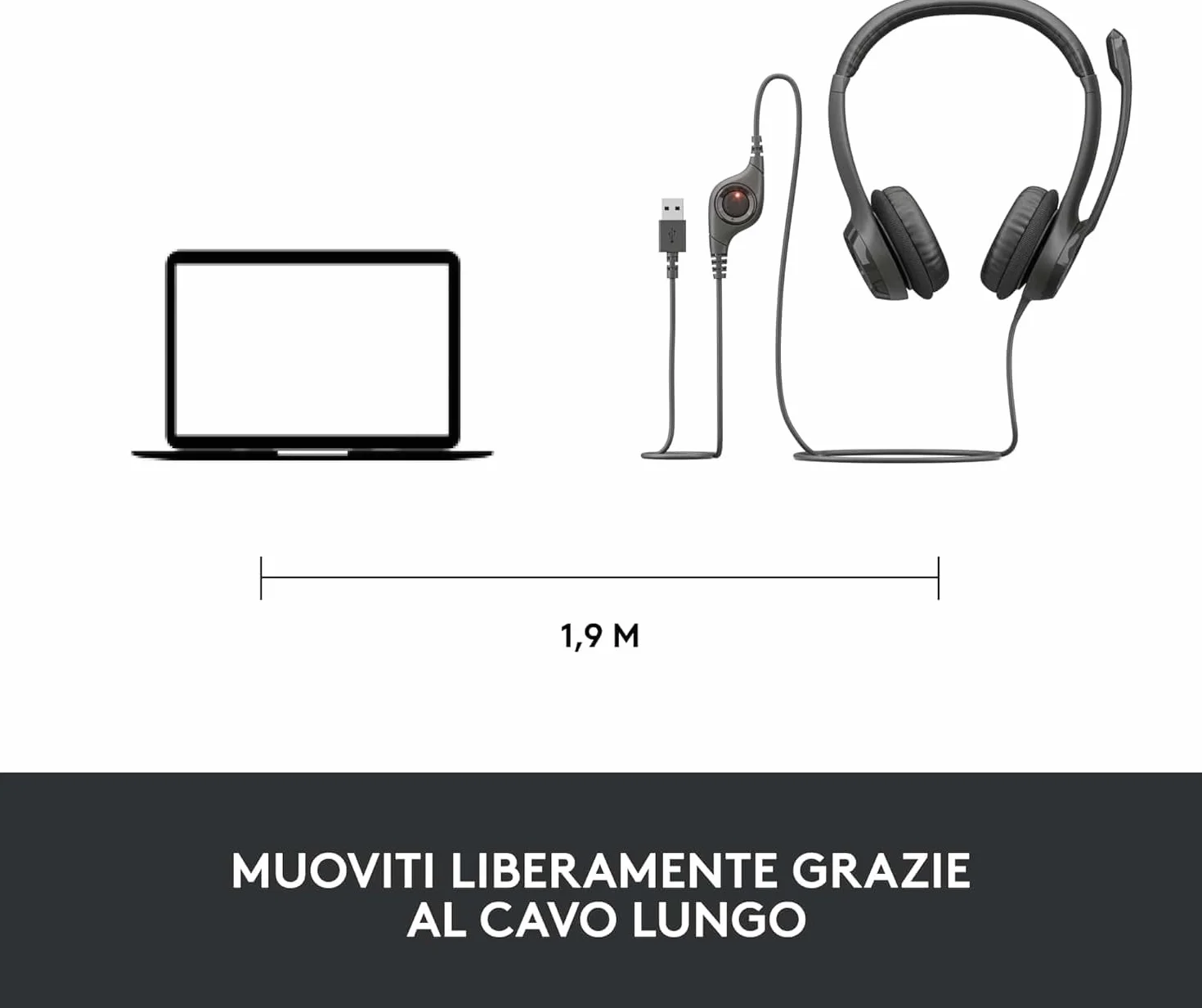 Logitech H390 Cuffie Cablate Stereo con Microfono Cancellazione Rumore USB Nero
