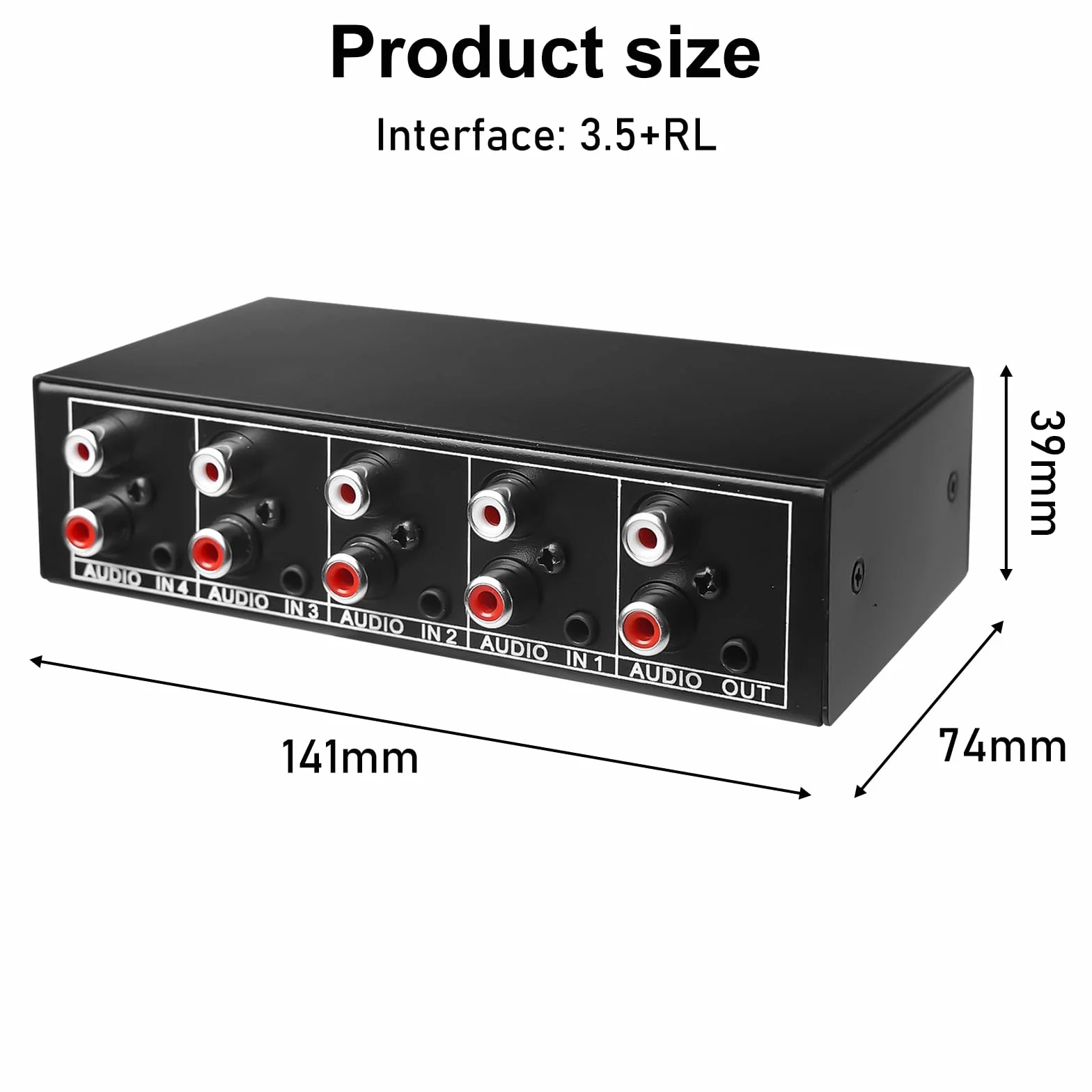 Aux Audio Switcher 4 in 1 Out Audio Video Splitter Stereo Audio Selector 3,5 Mm Aux + RCA L/R