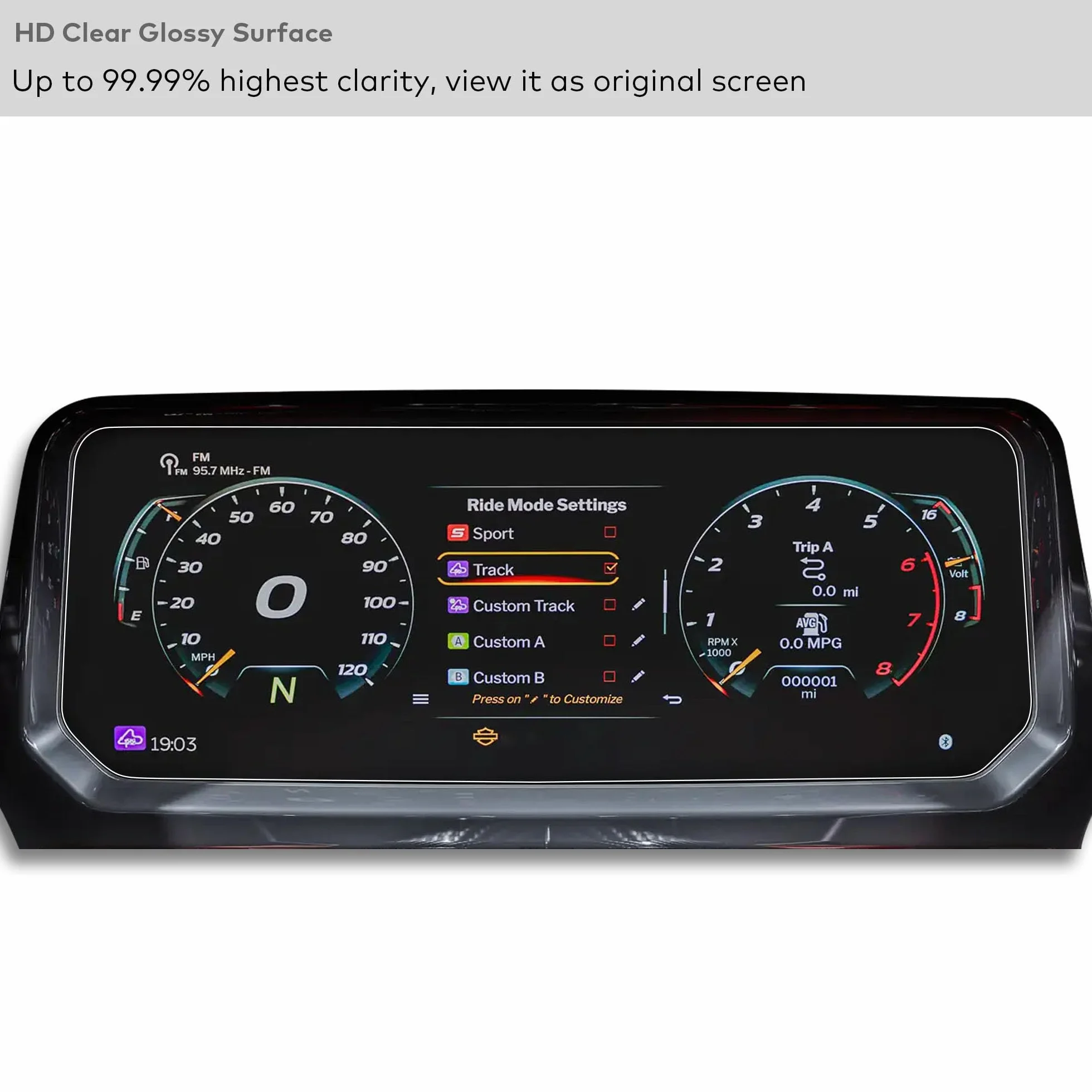 Pellicola vetro temperato per Harley Davidson FLTRXSTSE Road Glide (2024+) CVO Road Glide ST/RR (2024-2026) 12,3" touchscreen HD