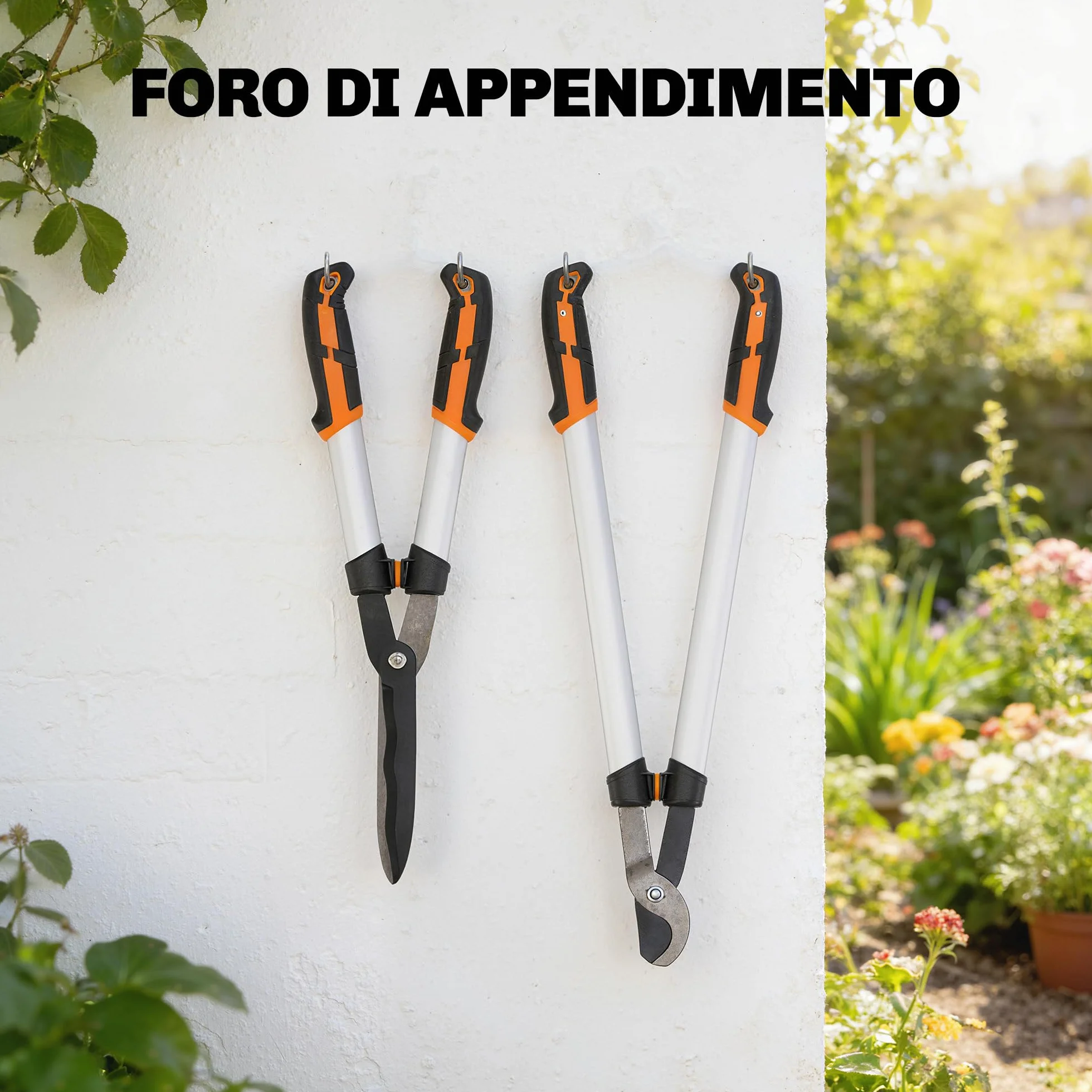 Outsunny Set da Giardinaggio 4 Pezzi Cesoie Troncarami Forbici Potatura Seghetto Pieghevole Lame Affilate Manico Alluminio