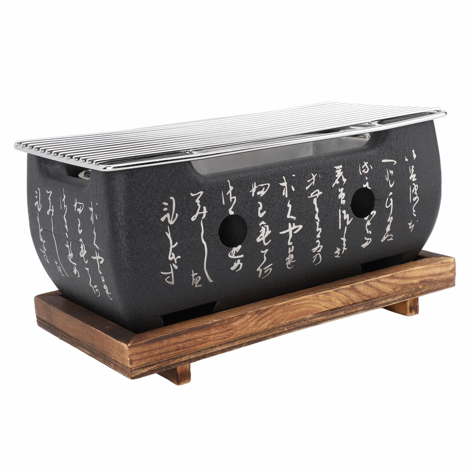 TOPINCN Fornello per Barbecue Giapponese, Fornello per Barbecue Portatile a Carbone a Carbone per Calligrafia Rettangolare Griglia a Riscaldamento Rapido con Base per Griglia (M)
