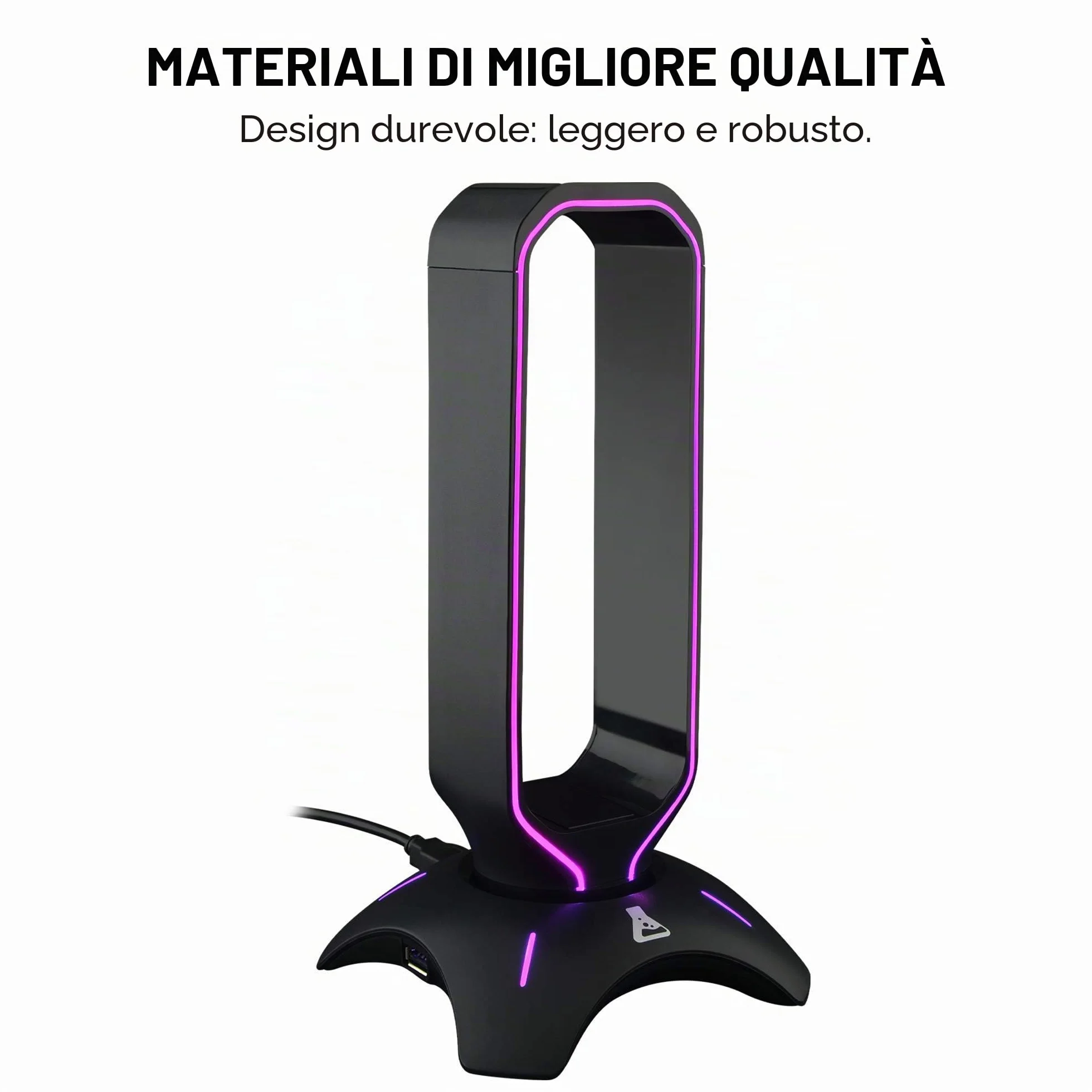 The G-Lab K-Stand RADON Supporto per Cuffie da Gioco RGB USB HUB Base Antiscivolo Nero