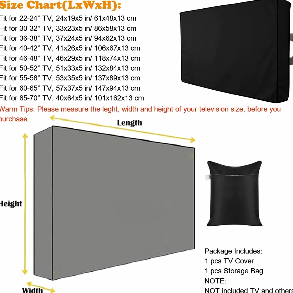 Copertura per TV da esterni 55-58 pollici, tessuto Oxford 600D impermeabile antipolvere anti UV