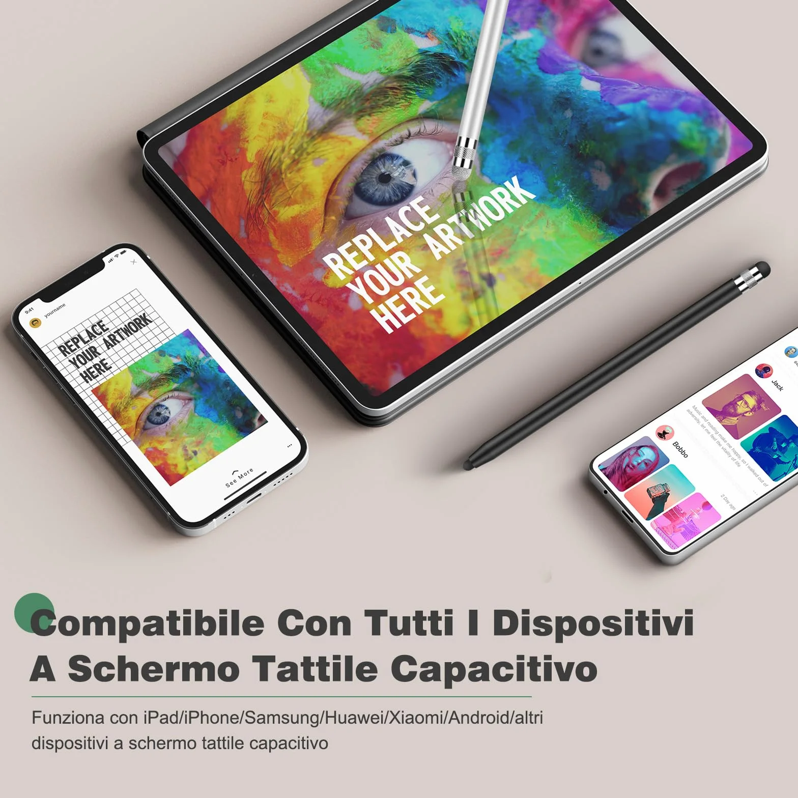 MEKO Pennino per tablet 2 in 1 Touch Pen 6 punte in gomma per iOS Android iPhone iPad Samsung Huawei Xiaomi