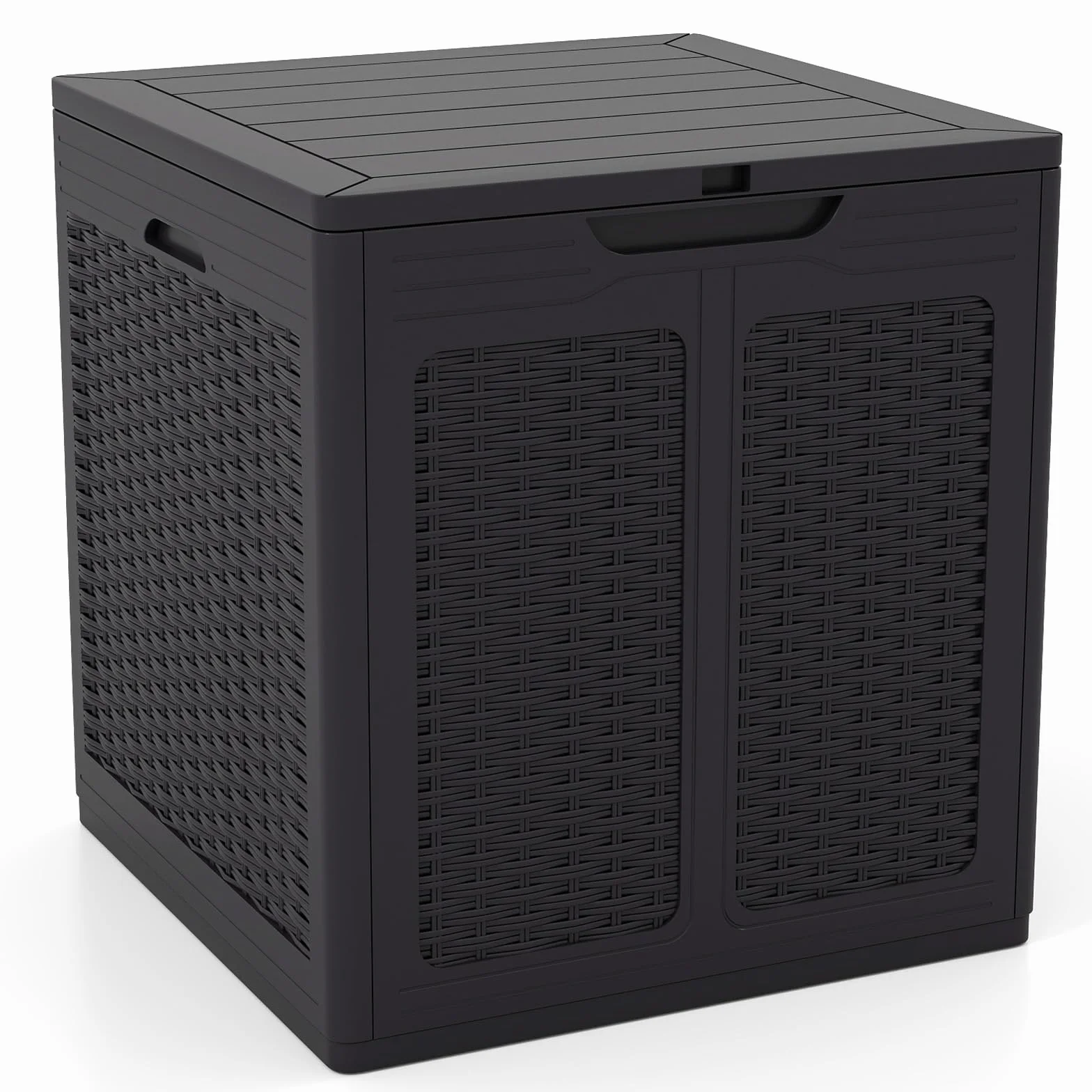 GIANTEX Baule da Giardino 145 L, Baule da Esterno con Coperchio con Coperchio Bloccabile, Contenitore per Cuscini in Plastica, Multibox Impermeabile Esterni, 56X56X61 cm