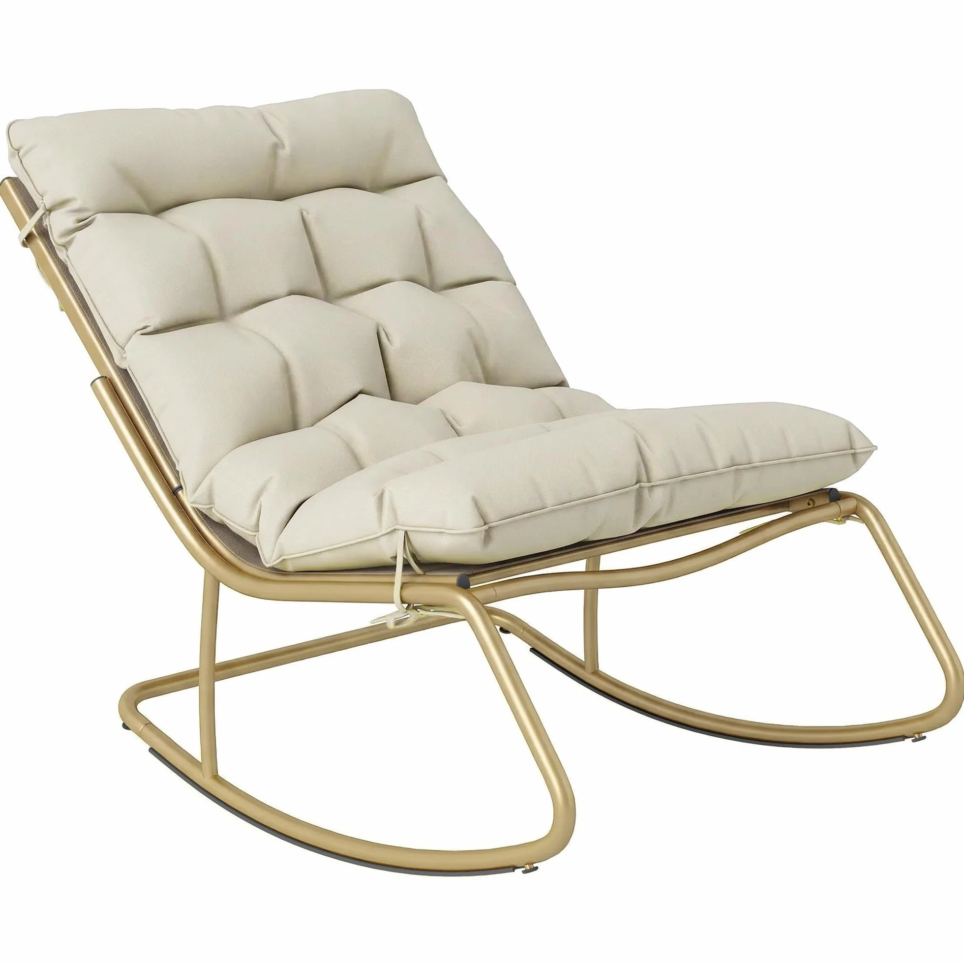 Outsunny Sedia Sdraio a Dondolo da Esterno con Seduta Extra Larga da 64 cm e Cuscino Morbido, Poltrona da Giardino, Balcone, Veranda, Cachi