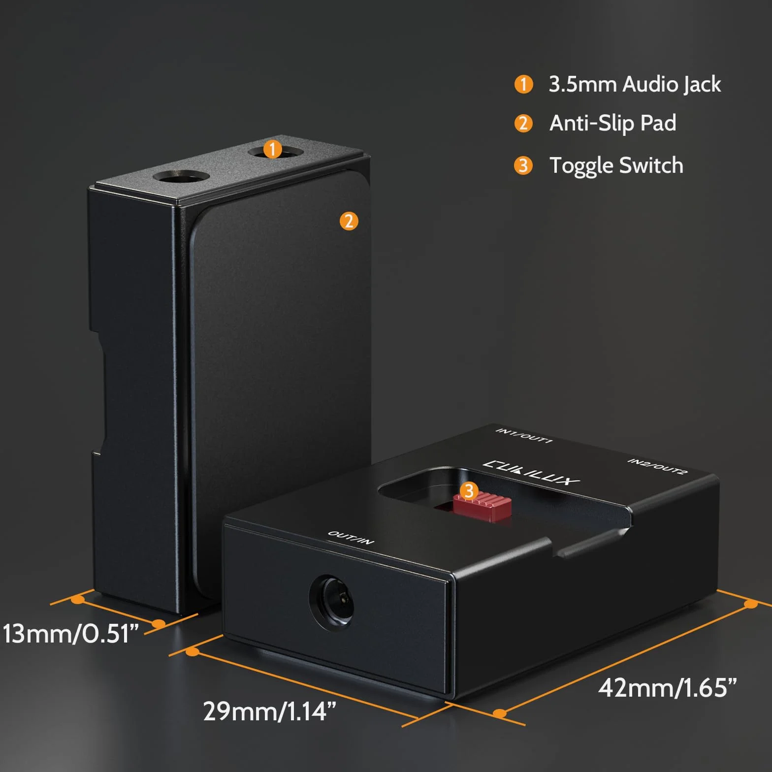 Cubilux przełącznik audio 3,5 mm TRS 2-in-1-out 1/8" A/B AUX do PC