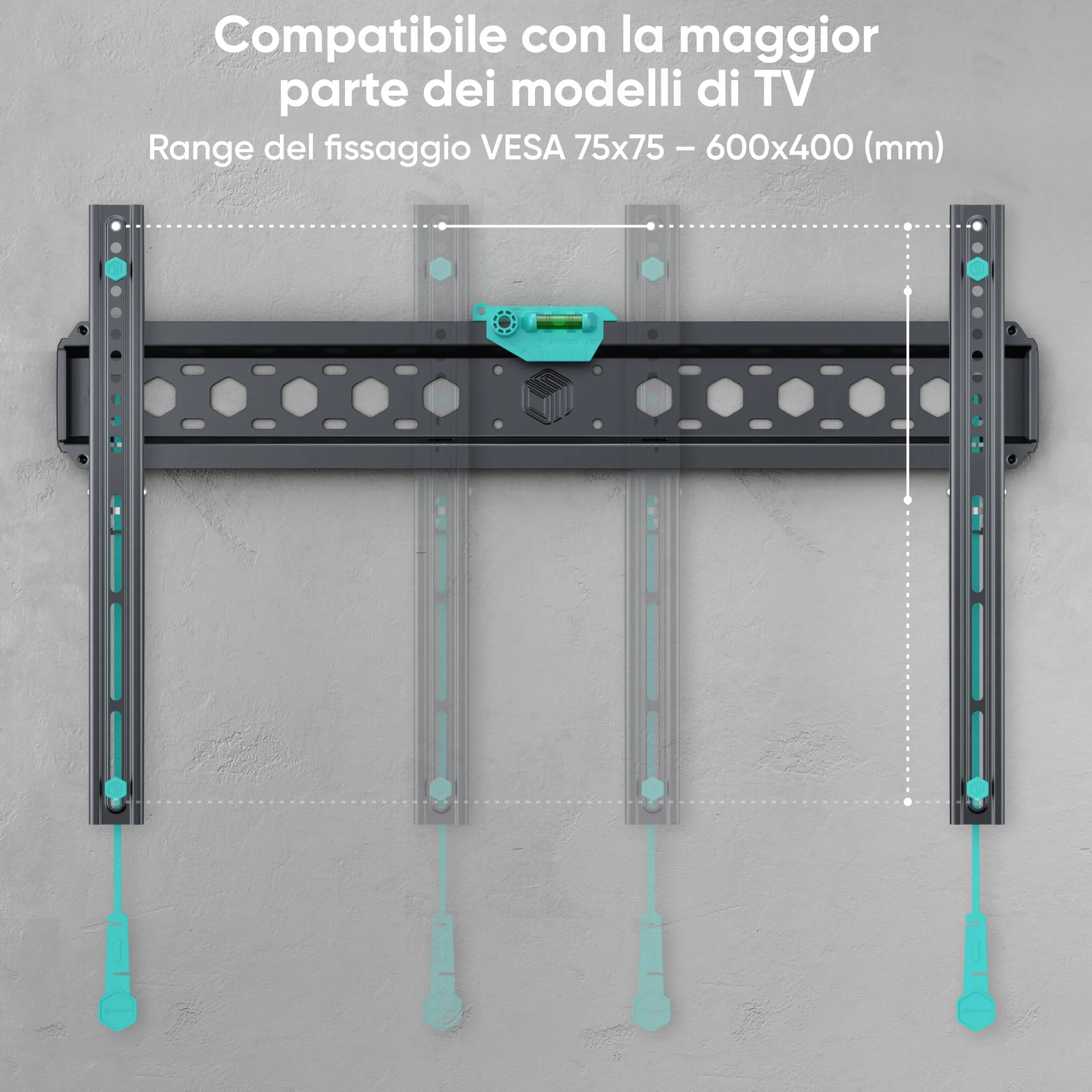 ONKRON Supporto TV Parete Fisso 43-85 pollici VESA 75x75-600x400 mm Carico 68,2 kg Nero
