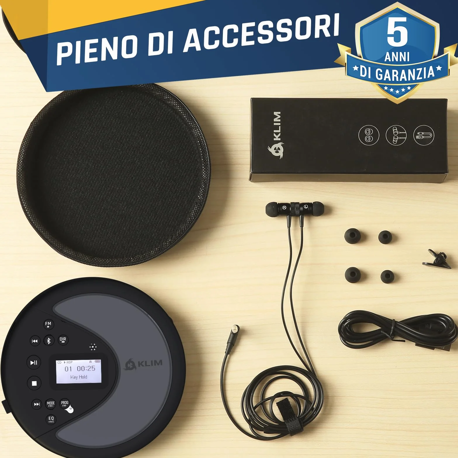 KLIM Discover Przenośny Odtwarzacz CD HiFi Radio FM Bluetooth MP3 Audiolibri